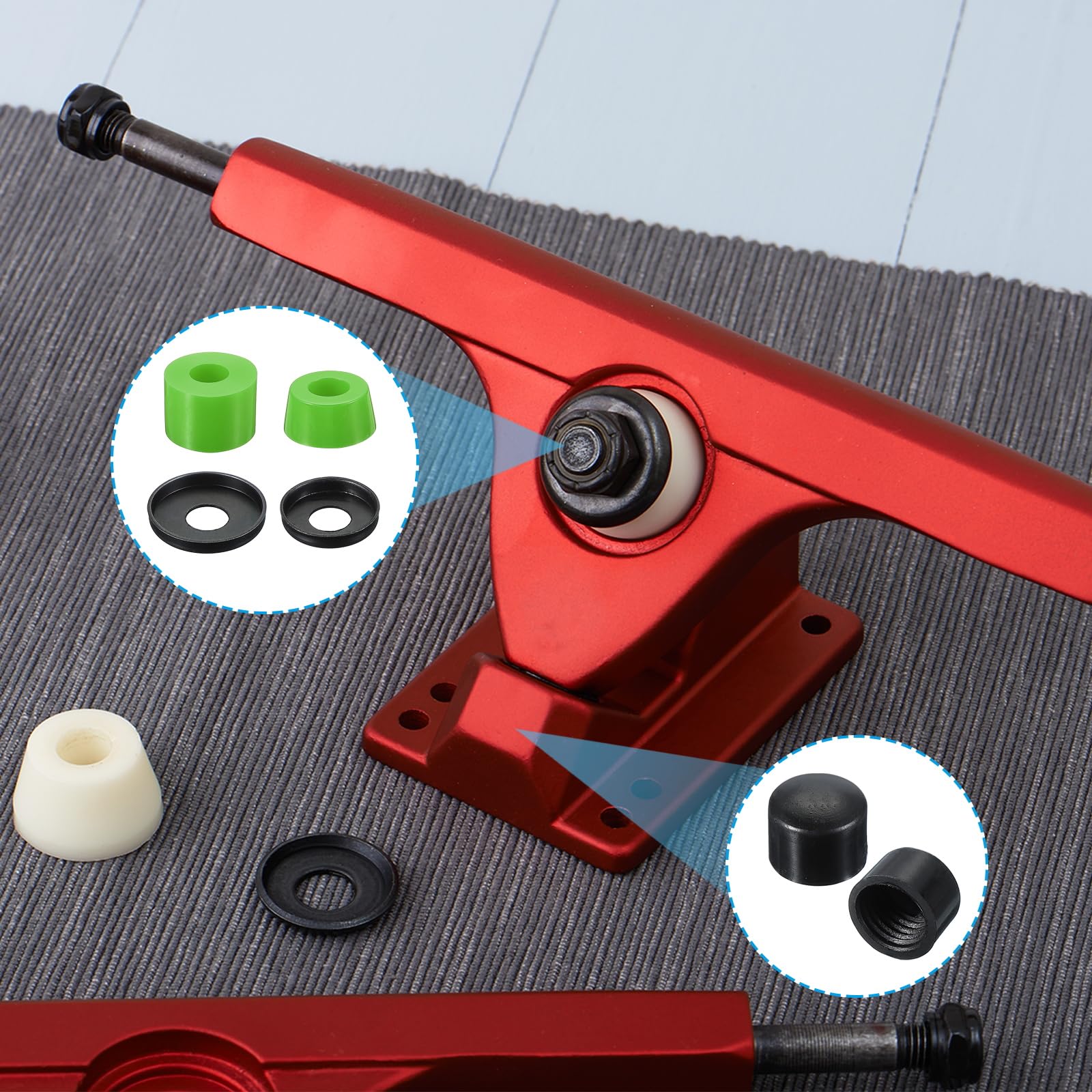 PATIKIL Cojinetes de Skateboard 90A PU Kit de Reconstrucción de Camión con Arandelas y Copas de Pivot Verde
