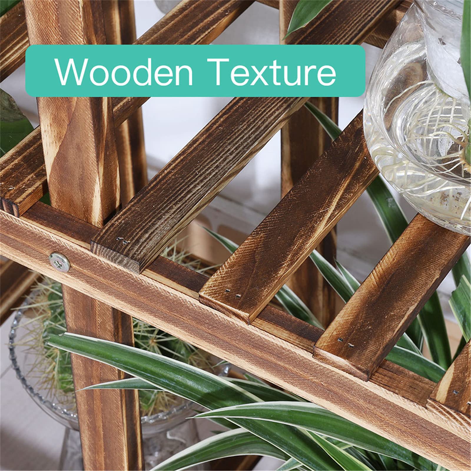 unho Estanteria para Macetas Ruedas Exterior Interior, Soporte para Plantas de Madera con 6 Niveles Estante Decorativo para Macetas para Oficina Jardín Patio Balcón Salón 95 × 25 × 102cm