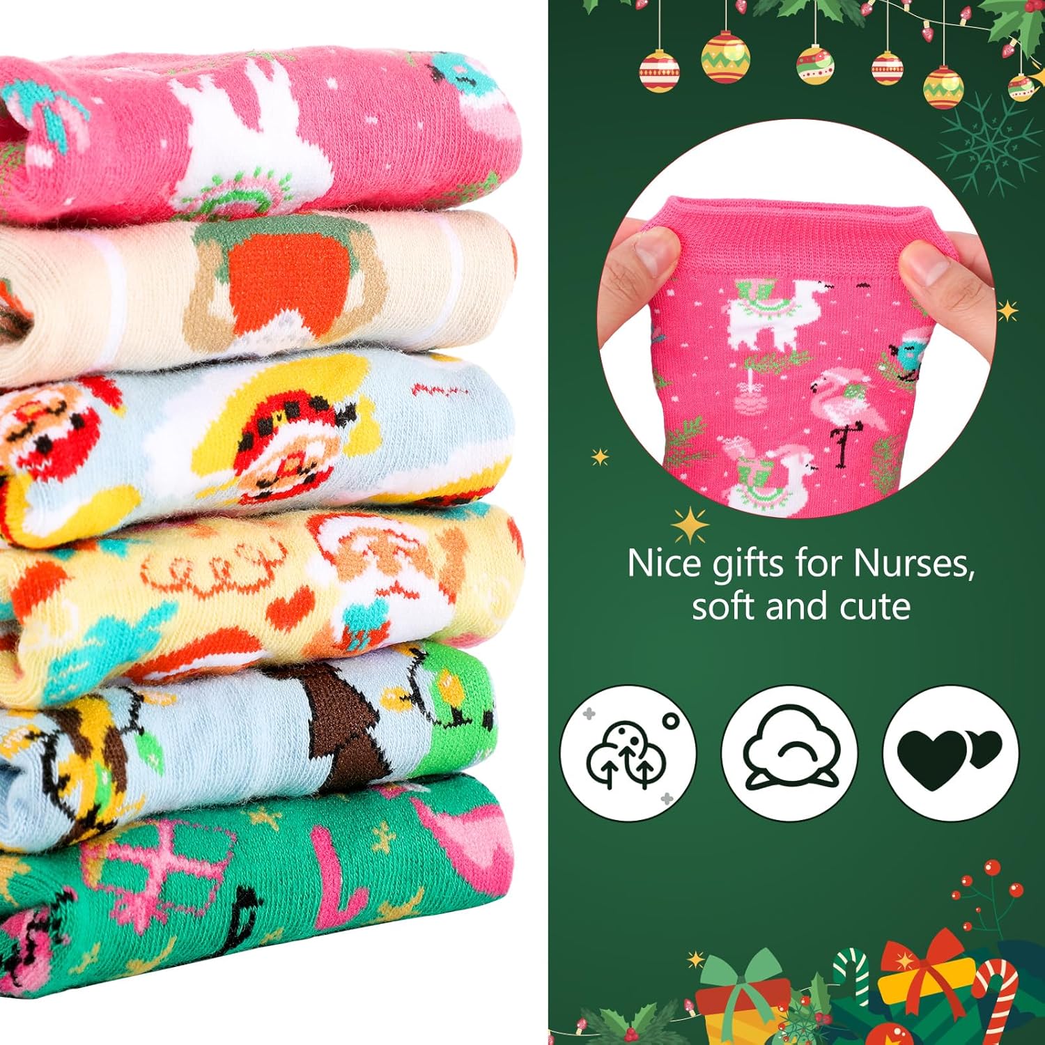 6 Pairs Christmas in July Women's Ankle Socks Summer Novelty Cute Socks Low Cut for Teen Girls Holiday Gift - Image 3