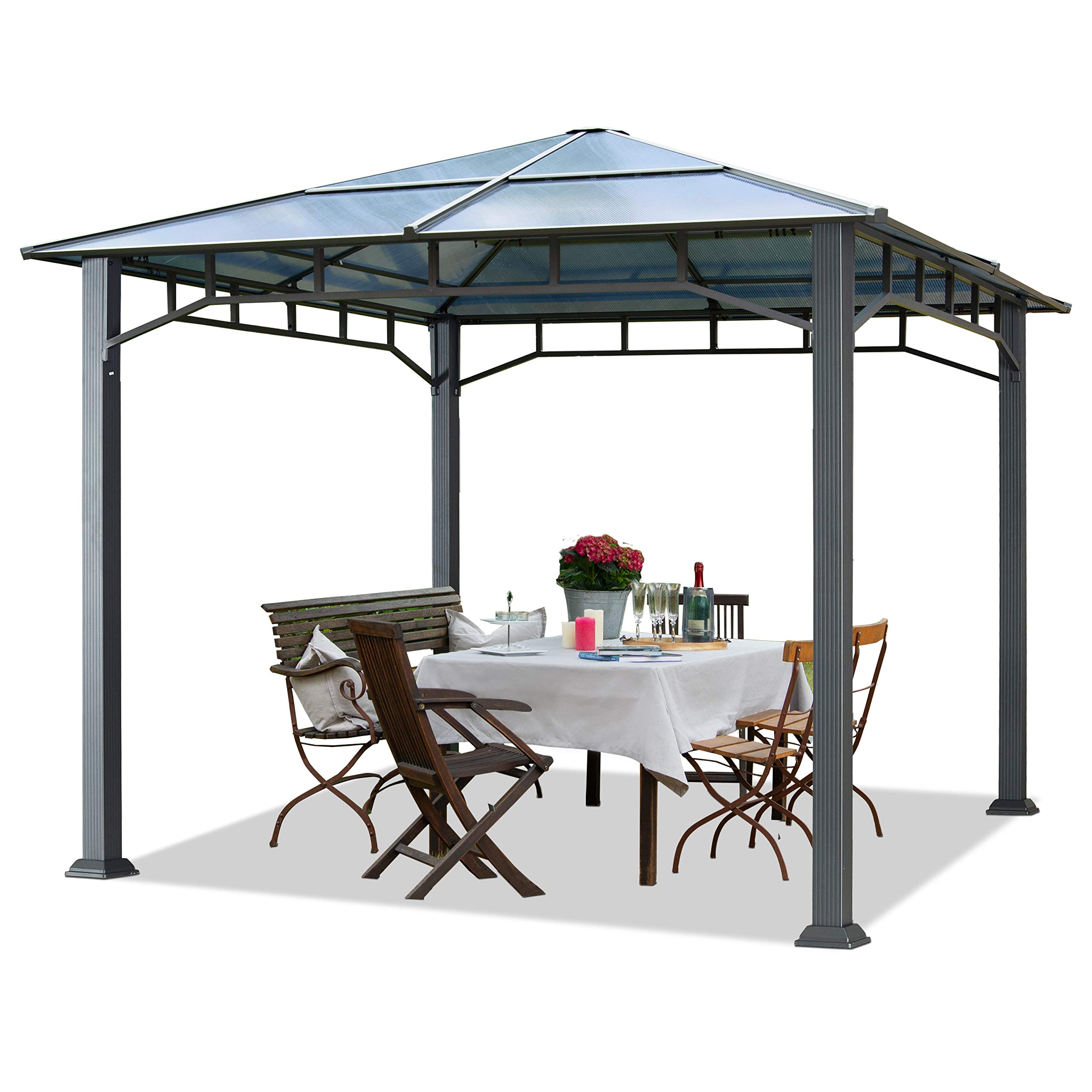 Buy TOOLPORT Garden pavilion 3x3 m aluminium polycarbonate roof poles