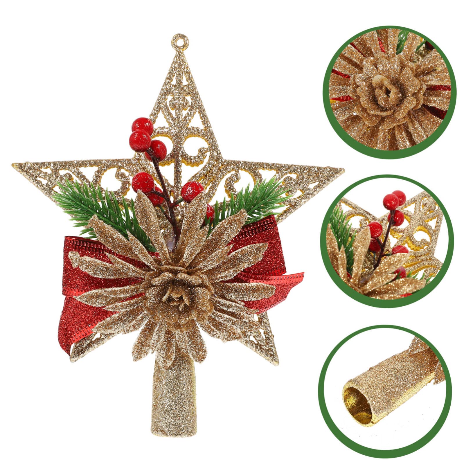 3 Stücke Galvanisierte Weihnachtsbaumspitze 5-zackiges Ornament Weihnachtsbaum Stern Für Dekorative Versorgung Zu Hause