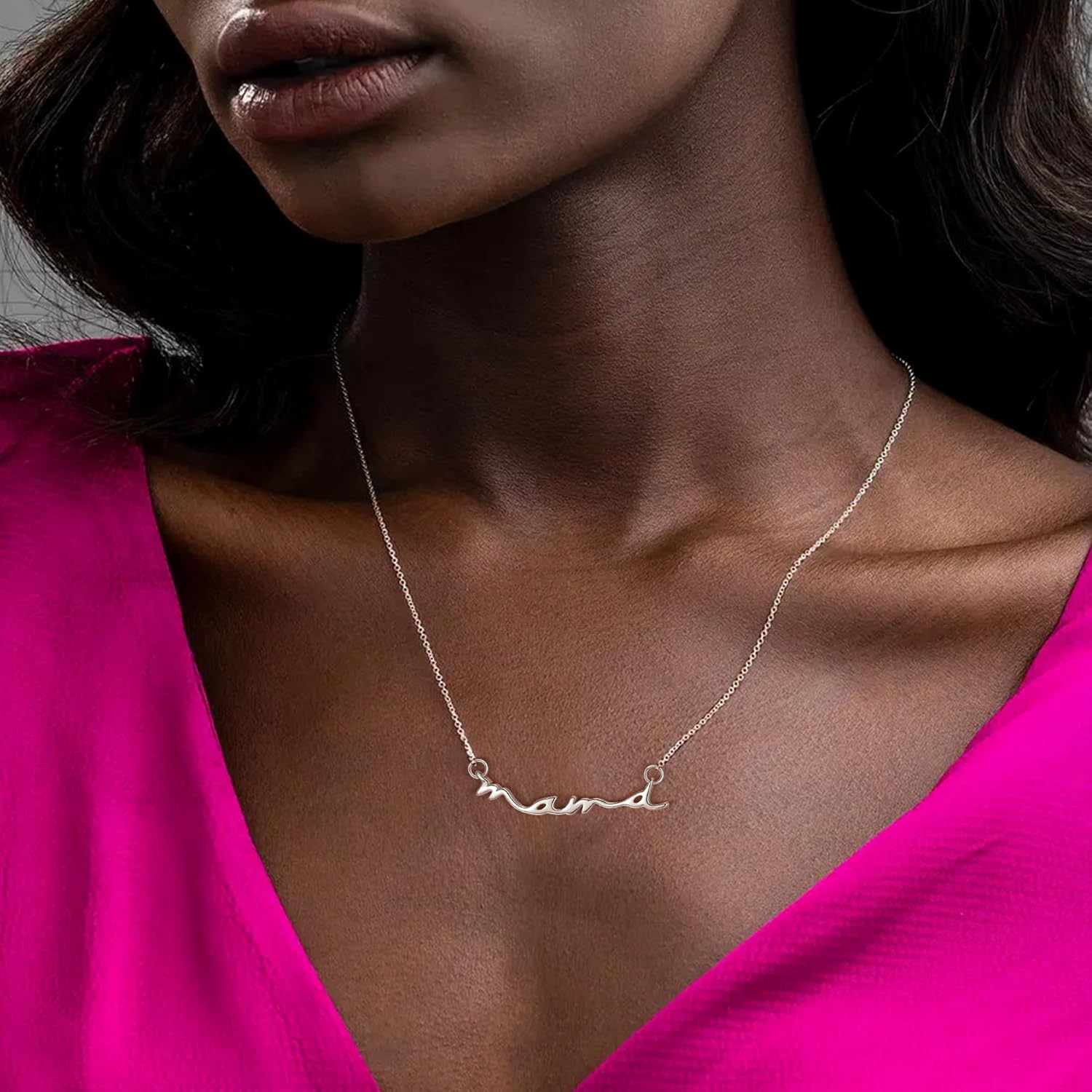 Mama Necklace for Women, 925 Sterling Silver Dainty Mothers Day Jewelry Gifts for New Mom Boyfriends' Mother - Image 4
