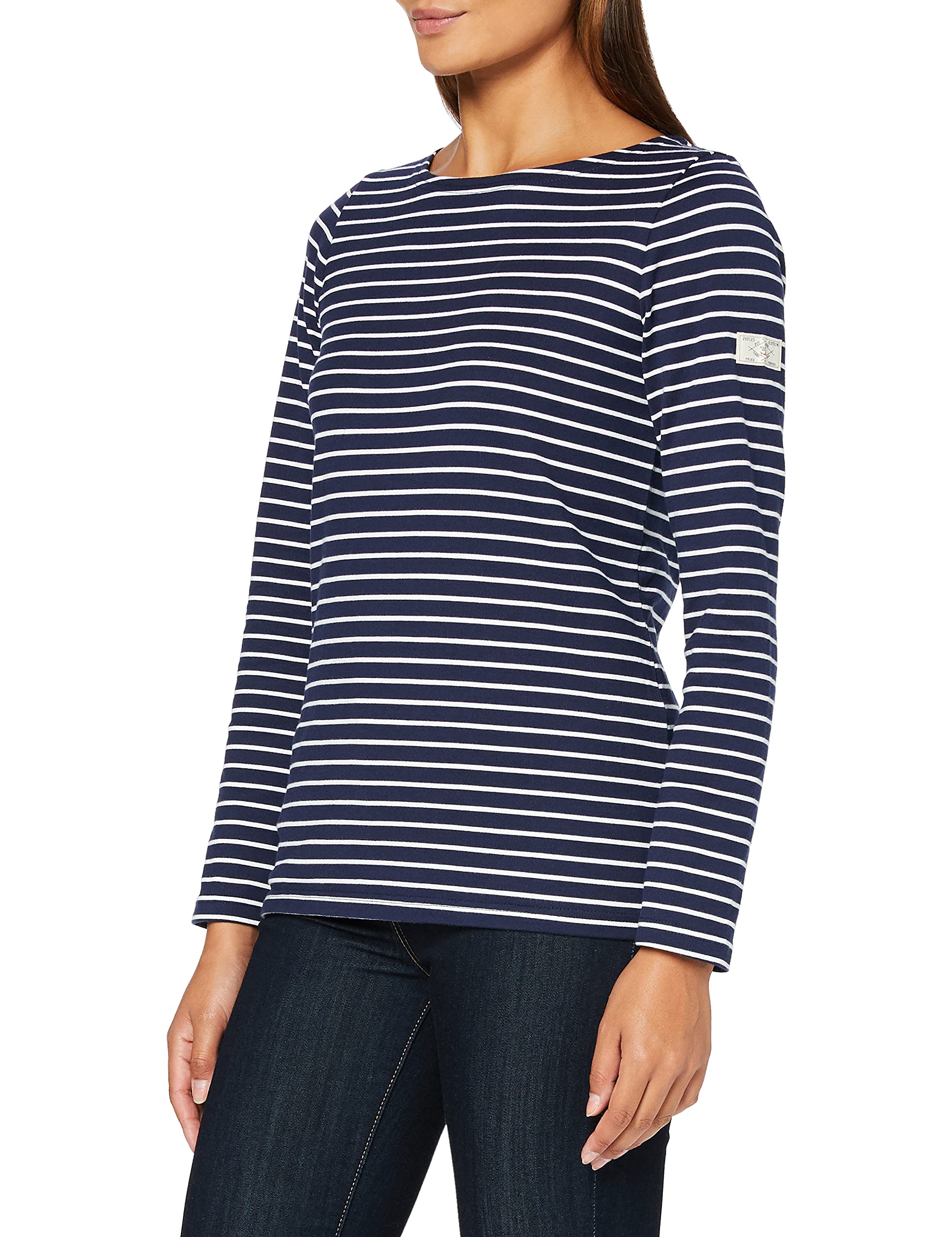 Joules Women's Navy Cream Stripe Harbour Stripe Jersey Top