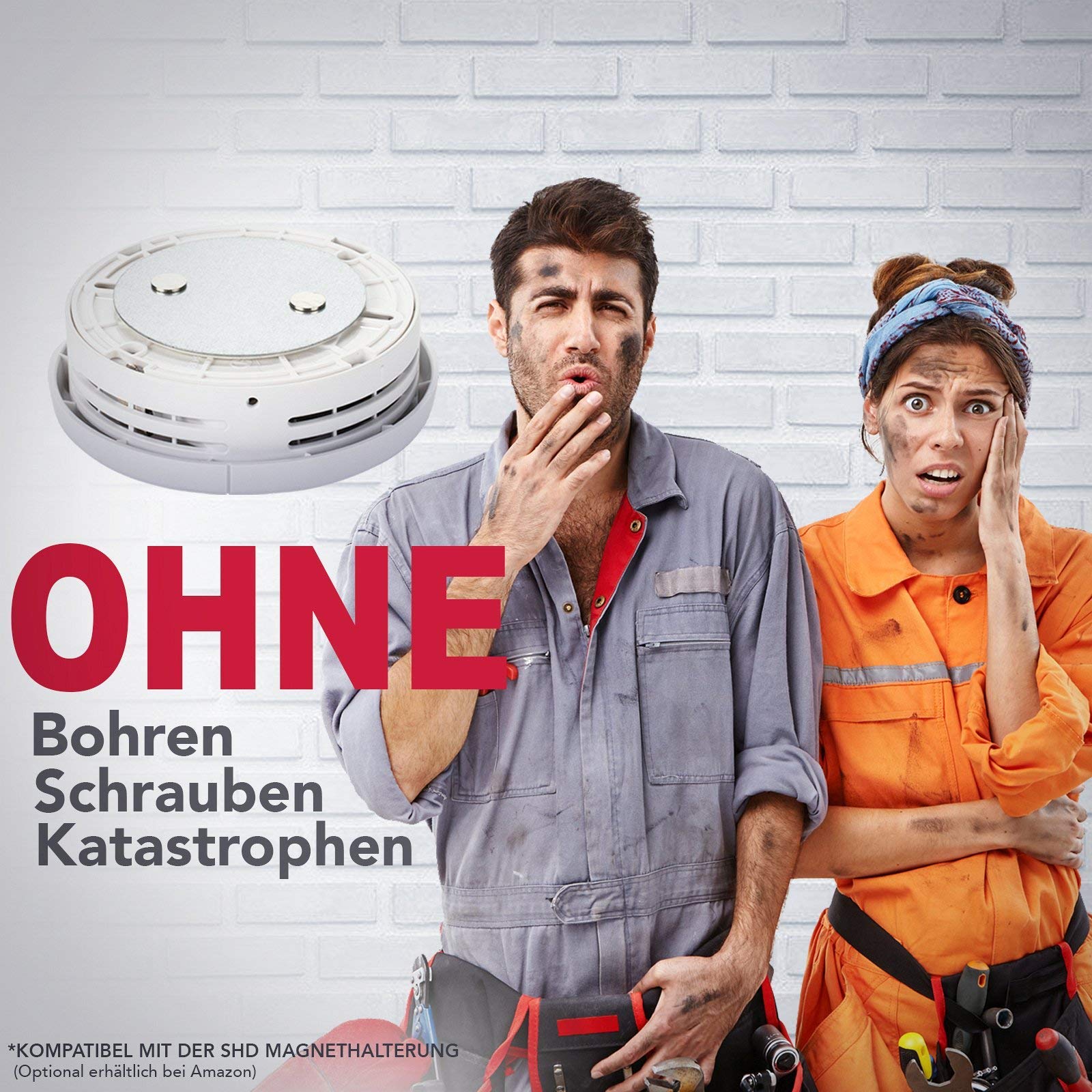 SHD by OneConcept Detecteur de Fumée, 4X Alarme Incendie Détecteur Fumée pour la Maison, Bureaux, Detecteur de Fumee de Cuisine à Capteur Optique avec Fonction Test et Silencieux, Détecteurs de Fumée