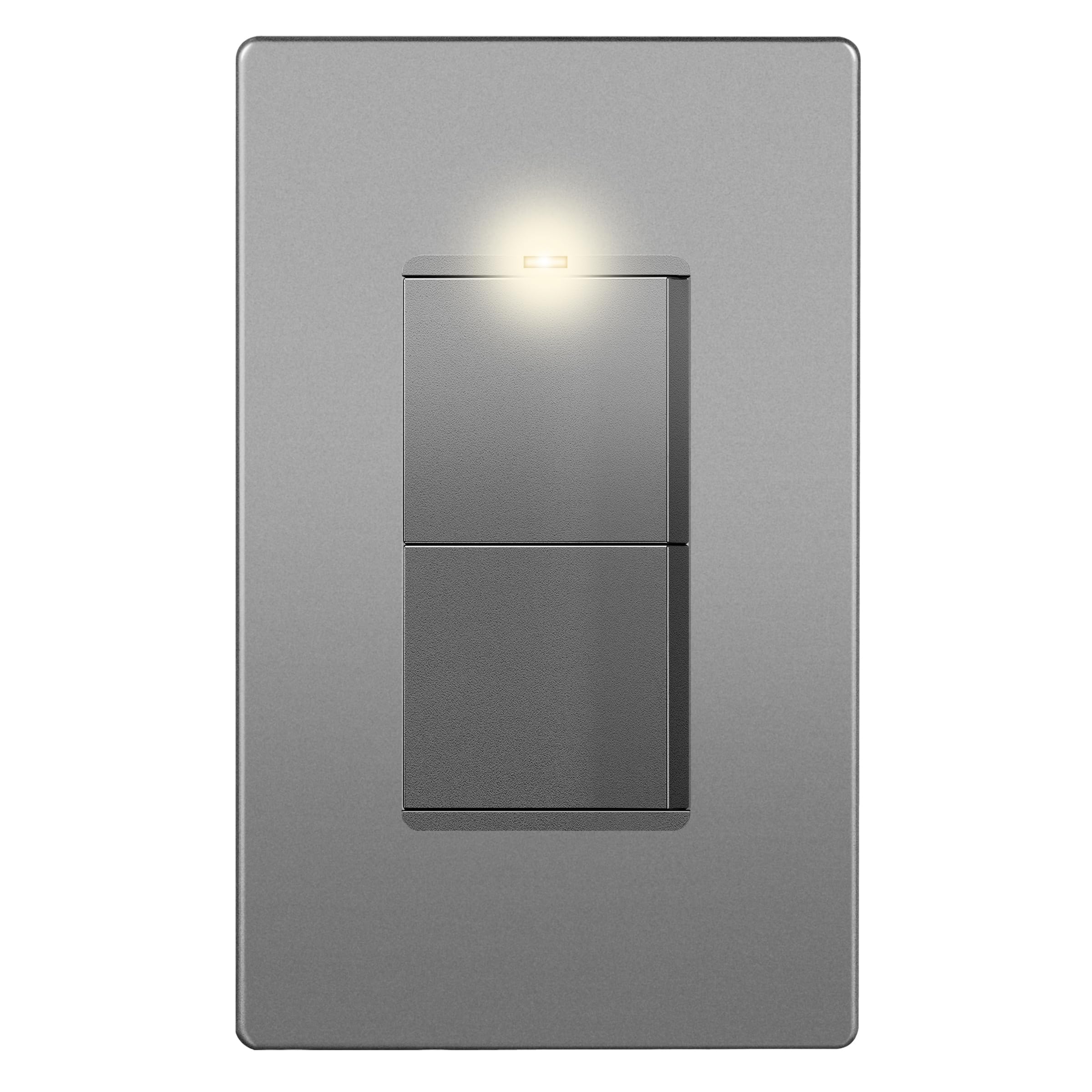 LIDER Minimalist Design Matte Finish Lighted Double Switch with Screwless Wall Plate Combination Frameless Decorator Switch with Locator Light Ground