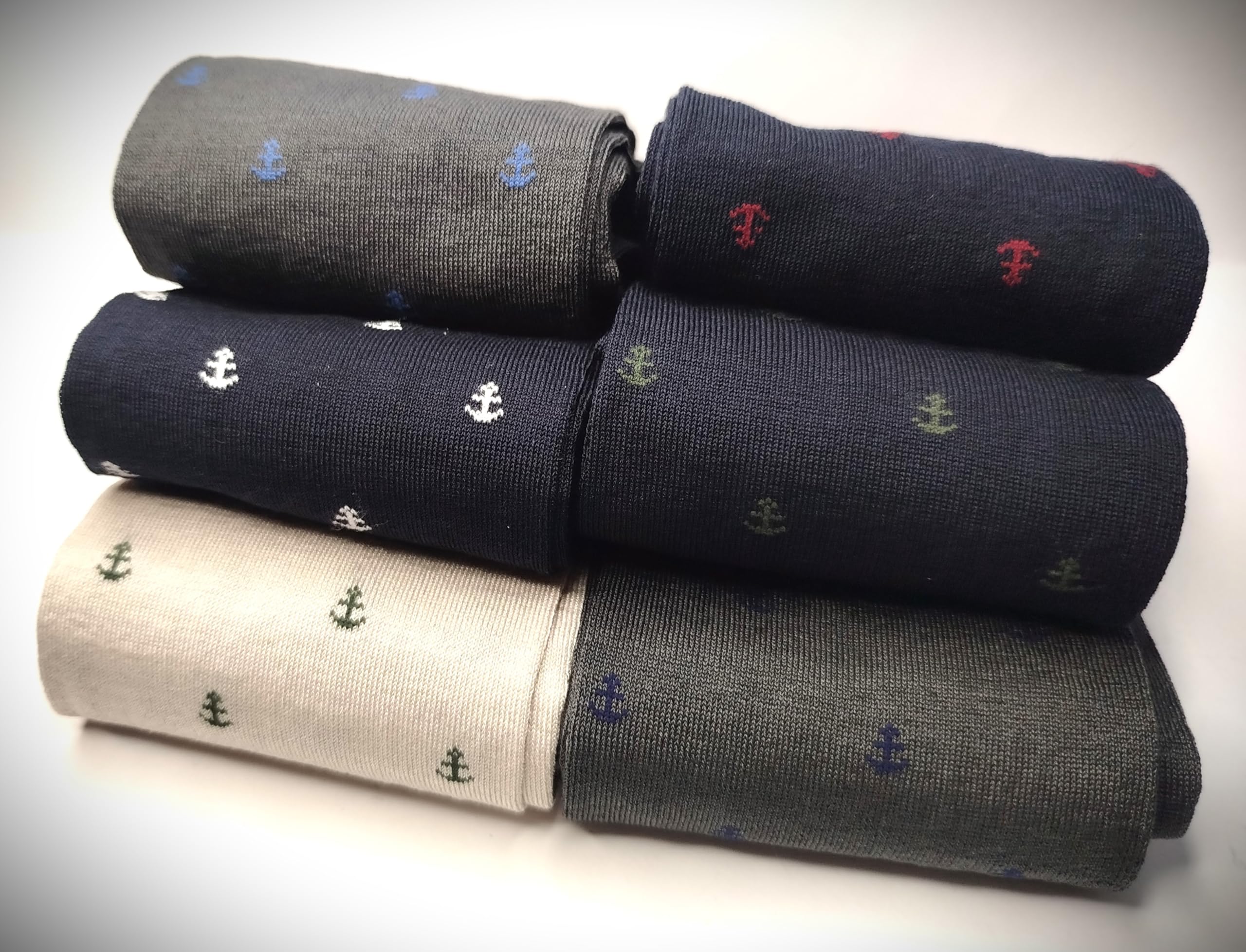 Calcetines largos hombre hilo de Escocia elegantes originales businnes unisex rayas lunares marinero anclas