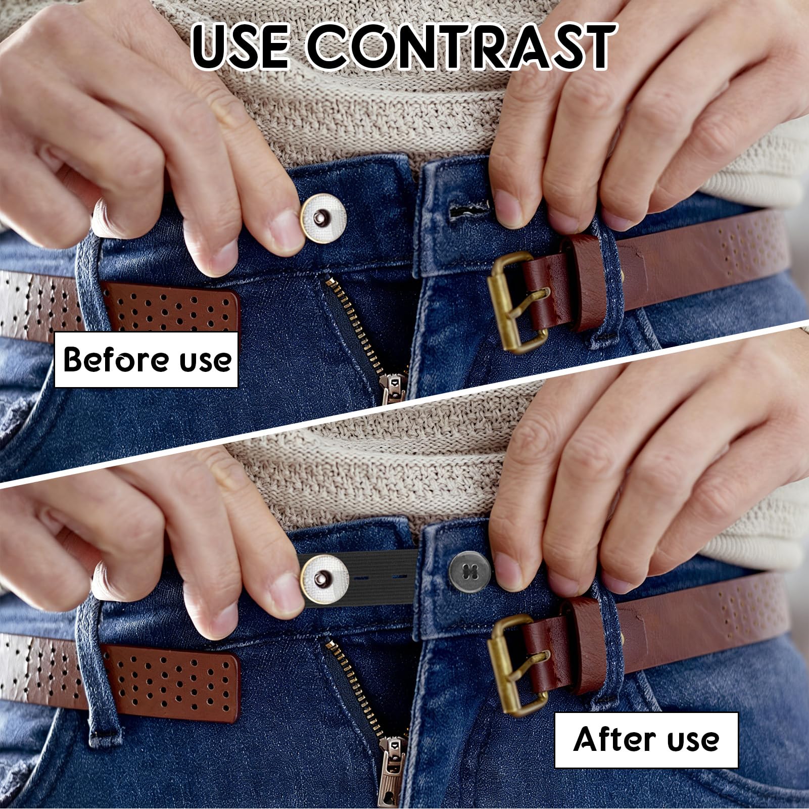 Yohtlfp Extensiones de Cintura para Pantalones, 8PCS Extensión de Botones Ajustable para Pantalones Vaqueros, Cinturones Eásticos para la Cintura, Extensor Pantalon Embarazada, Colorido — view 4