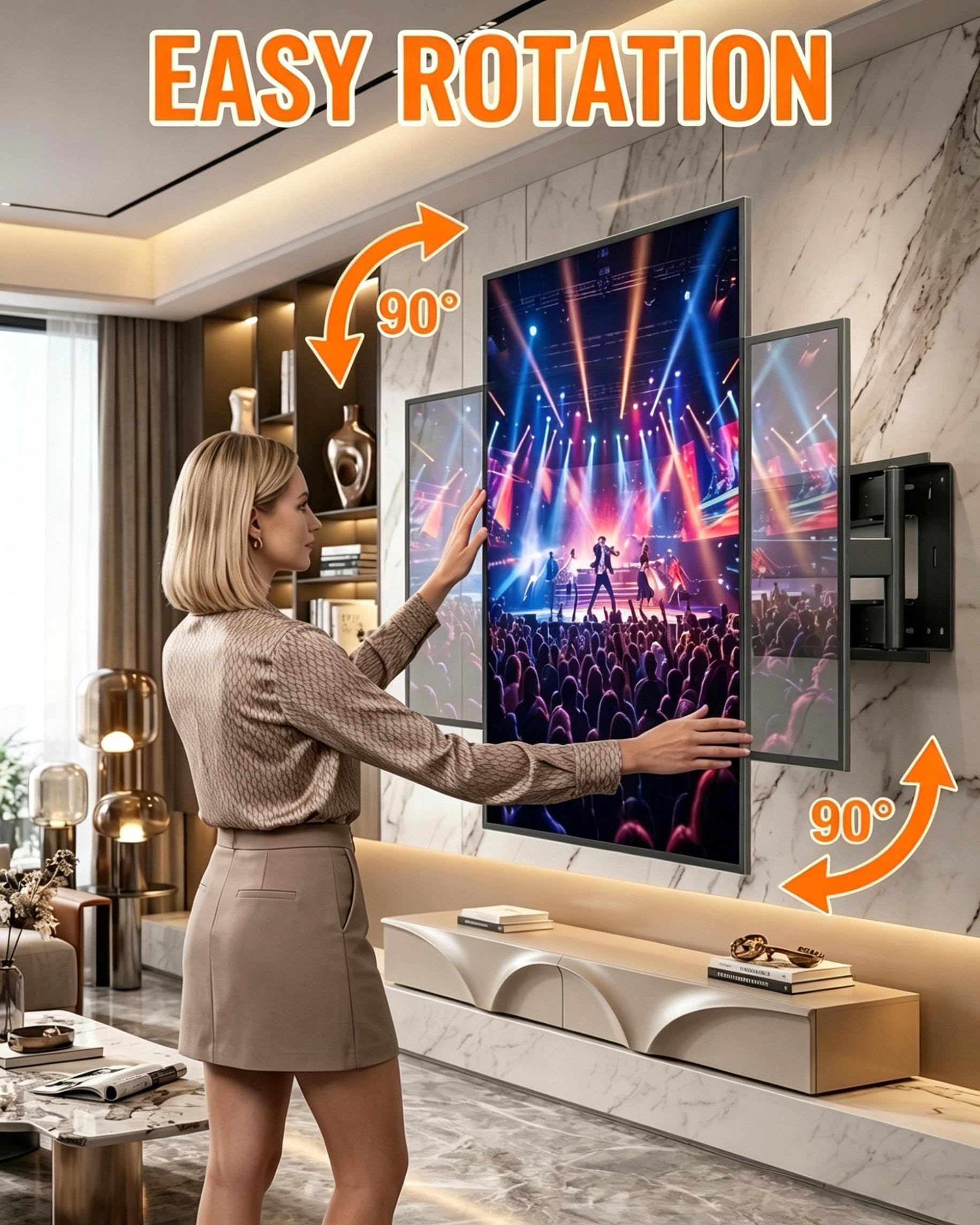 Soporte vertical de pared para TV, brazo giratorio inclinable, se adapta a la mayoría de soportes de pantalla LED LCD de 55 a 95 pulgadas, HP-DY5595XZ