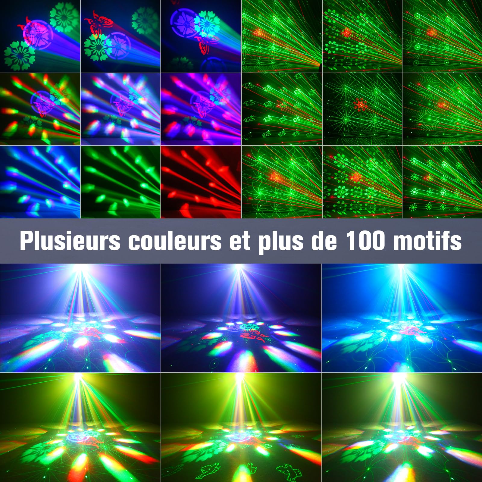 Projecteur Disco RGBW 80 W, Éclairage de Scène 6 en 1 avec Télécommande et DMX512, 16 Effets Lumineux pour Soirées Disco, Scènes, Anniversaires, Mariages, Festivals