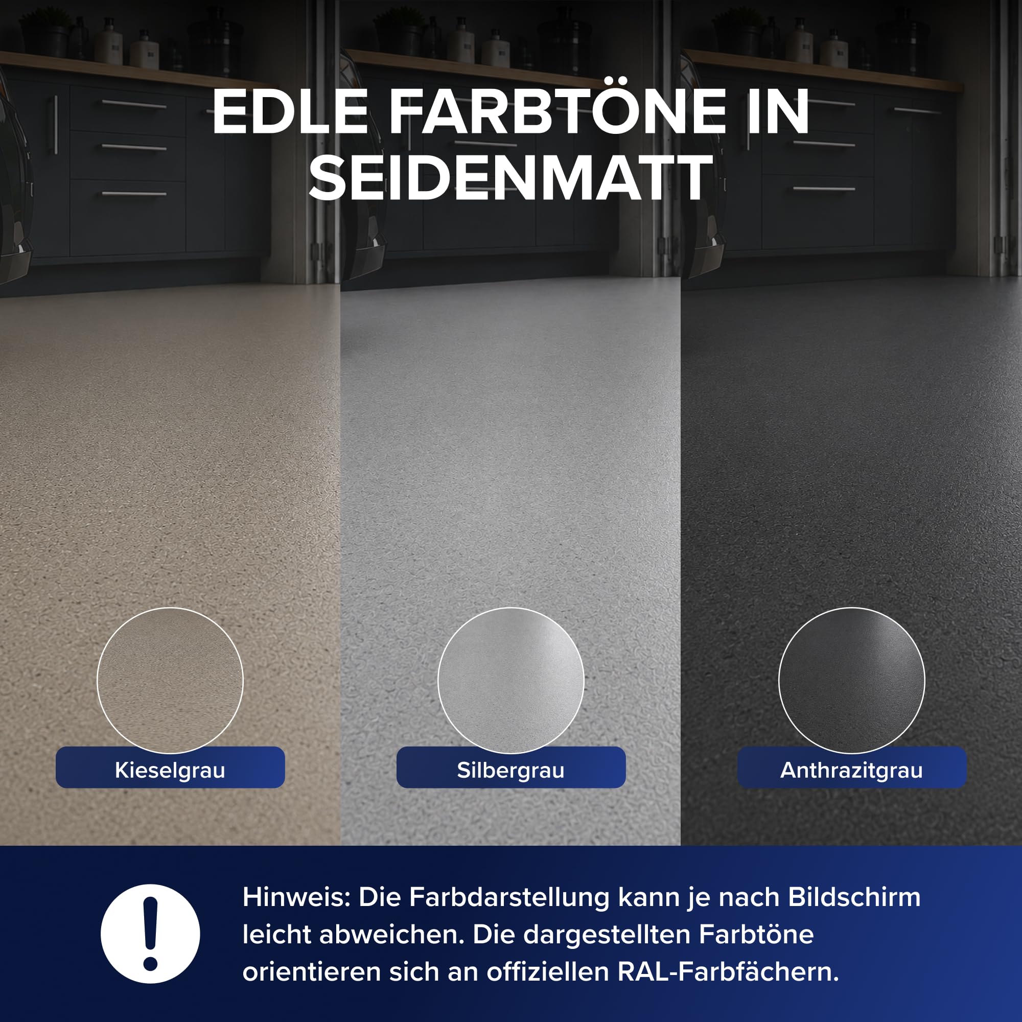 Plid Garagenbodenbeschichtung Silbergrau 5 L + Lackierset | ca. 36 m² | Betonfarbe, Garagenbodenfarbe | Lackierset | Innen & Außen | Wasser- & Ölbeständig | Abriebfest | Made in Germany