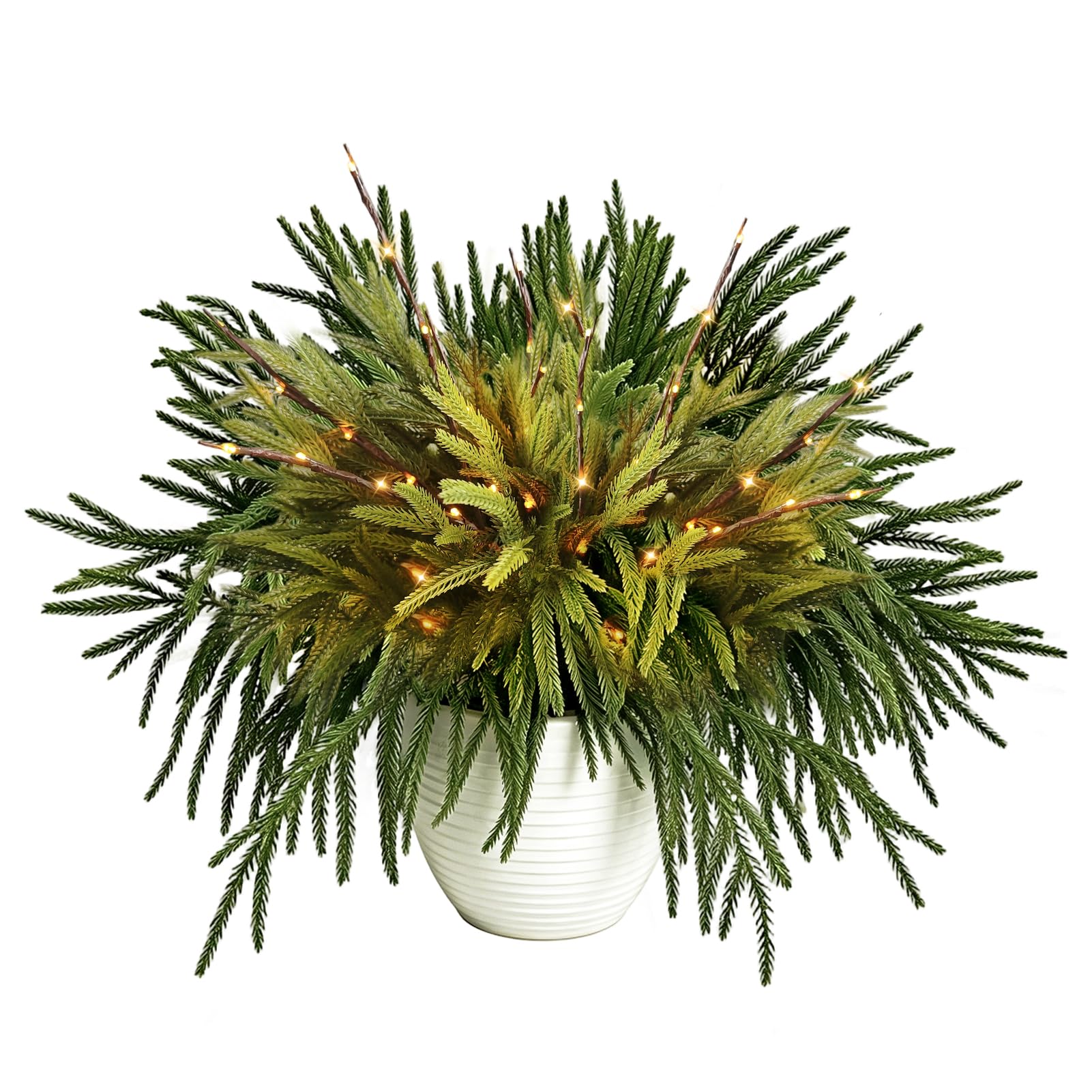 Branches de pin artificielles Norfolk Noël déco intérieur guirlande vase avec branches DEL