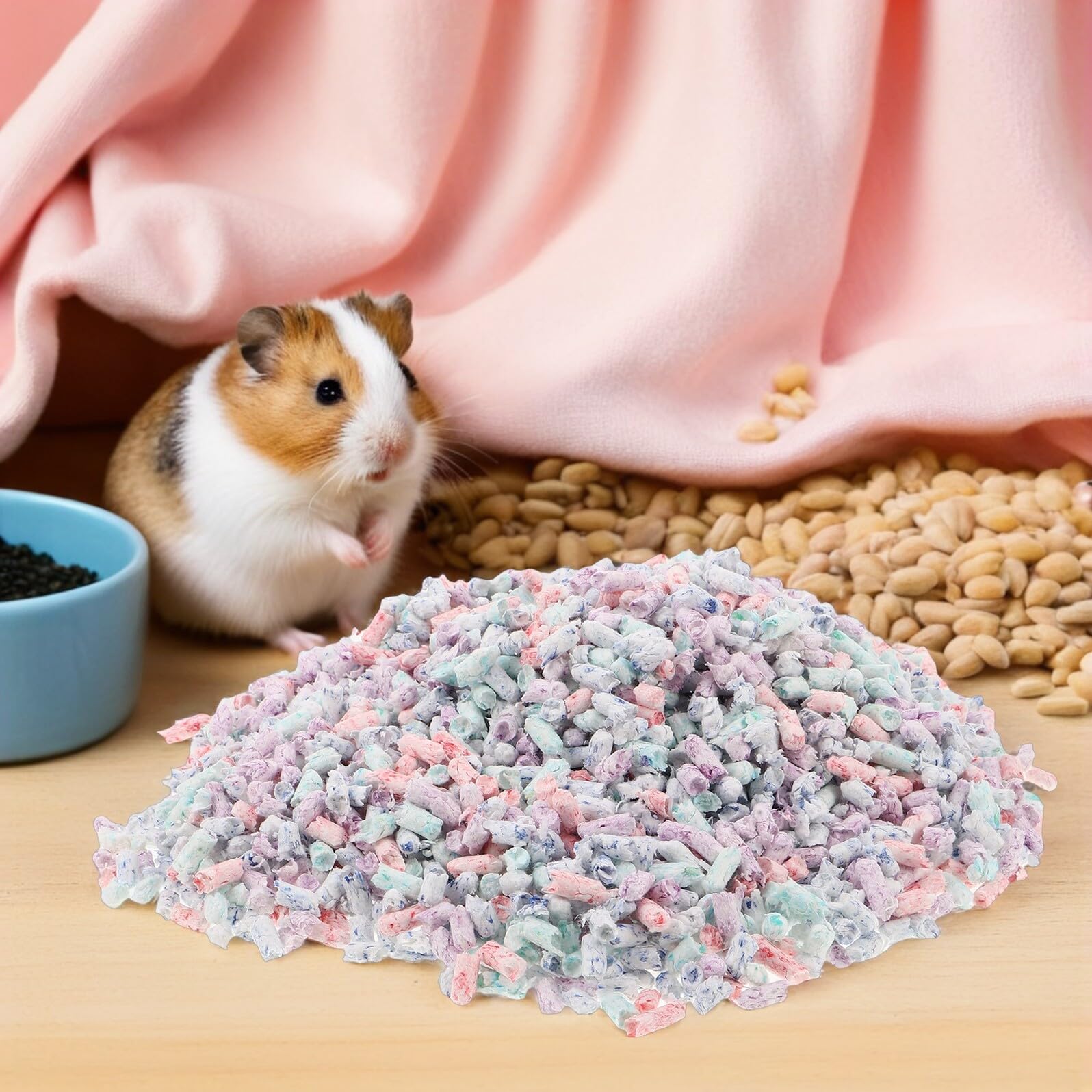Lettiera per Piccoli Animali in Polpa di Carta 1kg Traspirante e Assorbente Pellet per Gabbie di Criceti Conigli e Porcellini D’India Imbottitura Igienica per Habitat