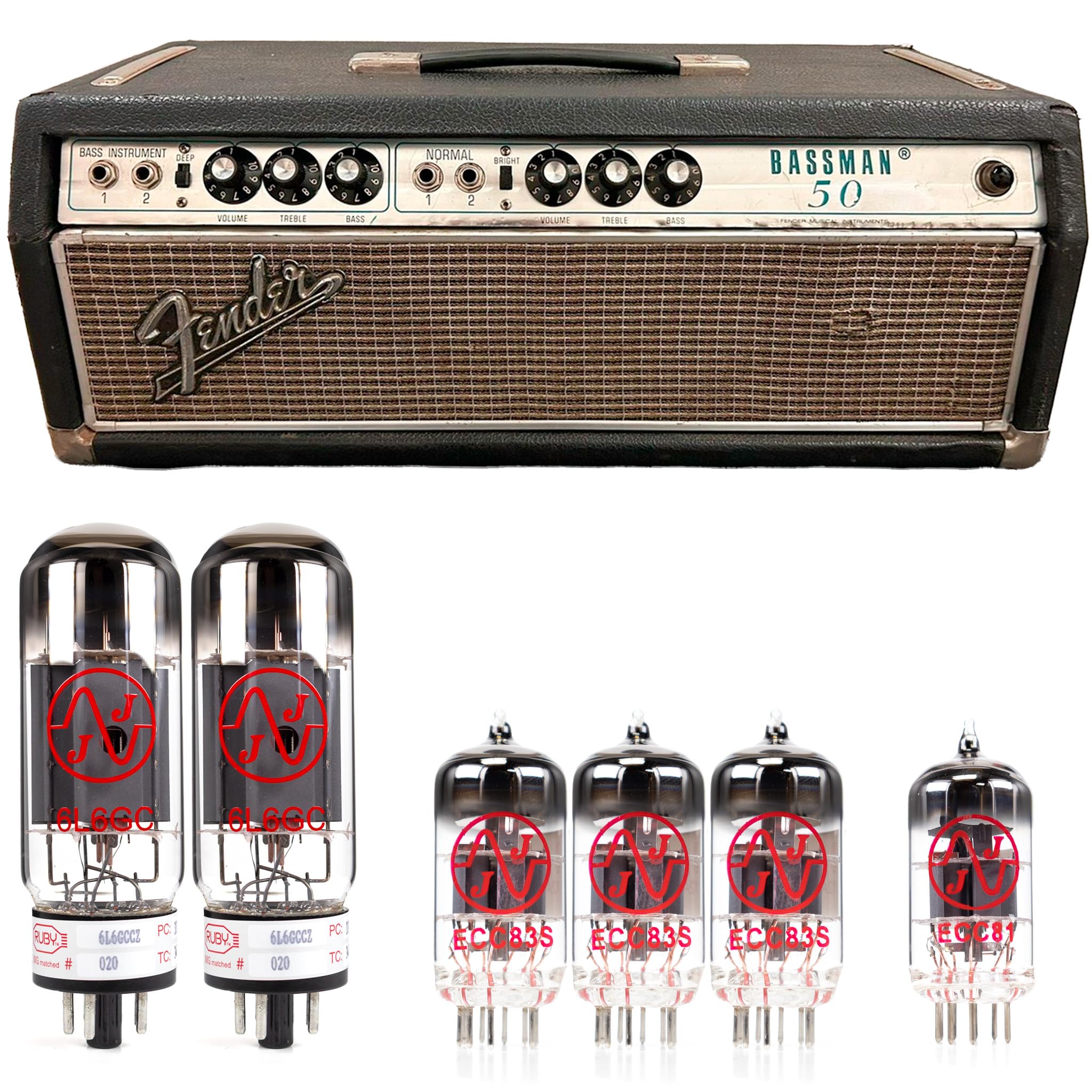 JJ Tubes - Tube Kit for Fender Bassman 50 Watt for Guitar Amplifiers (RUBY)