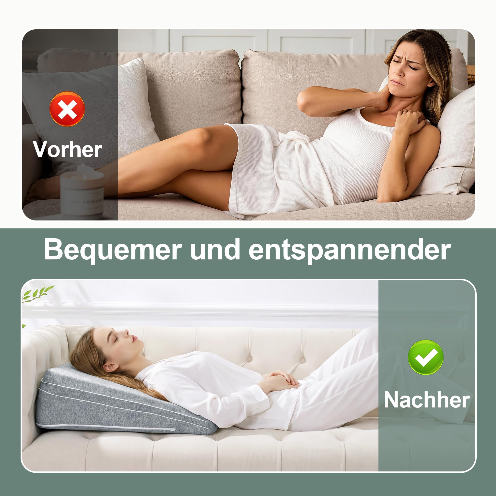 Almohada de espuma viscoelástica, cojín de apoyo ajustable | Almohada ajustable en cuña para dormir y leer, almohada para elevar las piernas, espalda y cuello