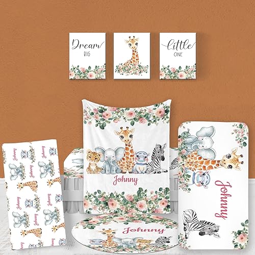 Juego de ropa de cama personalizada para cuna decoración personalizada para guardería, manta de bebé, sábana bajera para cuna, funda para cambiador,