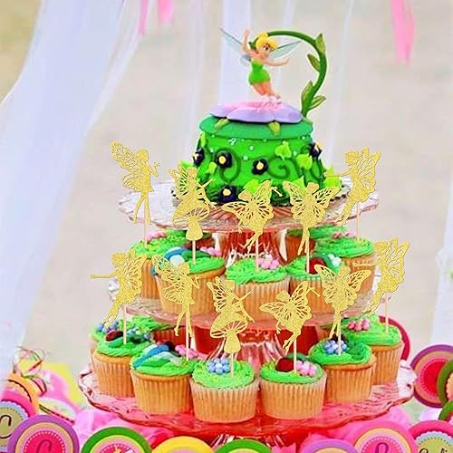 Miniatura 5 de 30 piezas de decoración de cupcakes de hadas con purpurina para bailarines de ballet, flores, ángel, hadas, cupcakes, decoración para bodas,