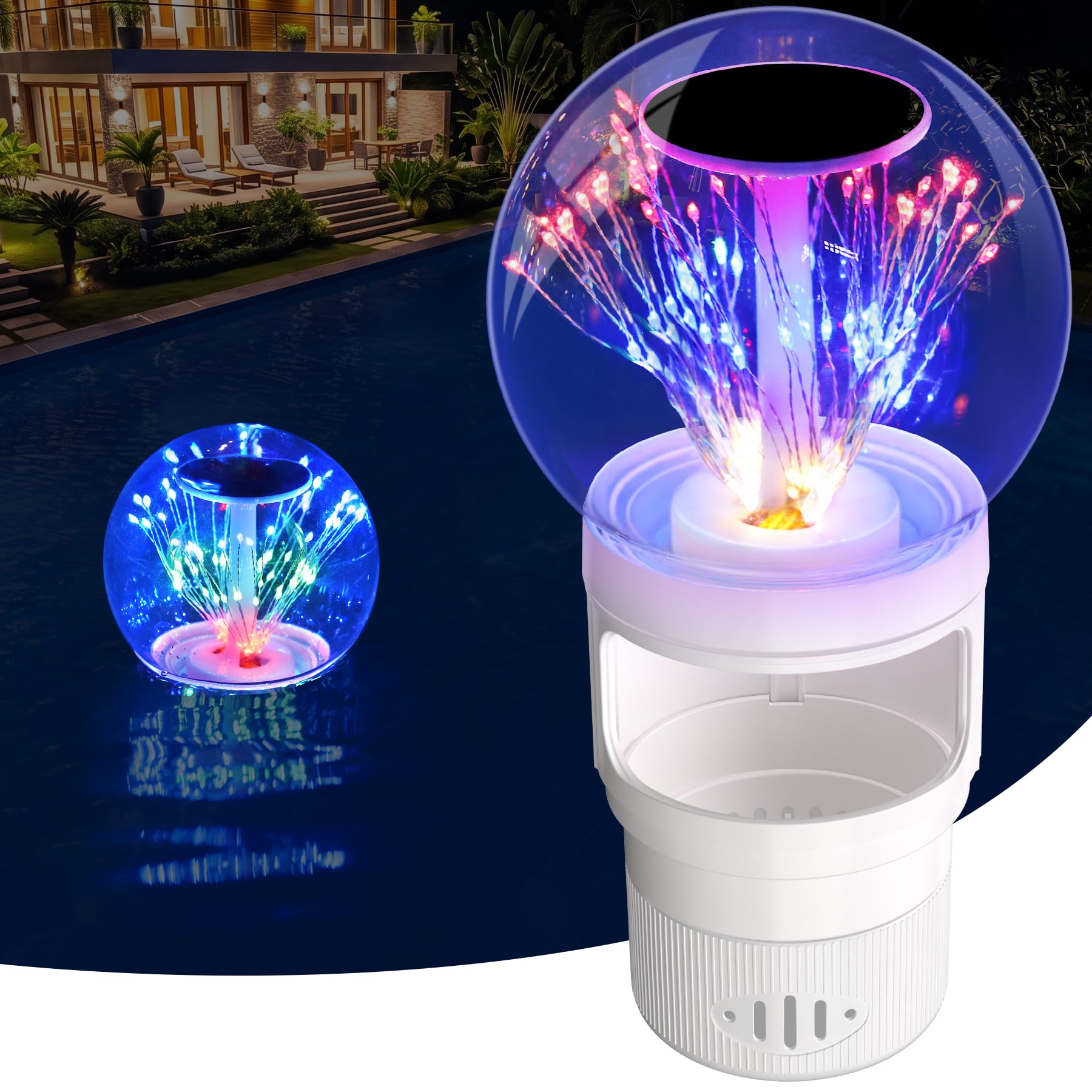 Solar Pool Chlorine Floater,Floating Chlorine Dispenser for Pool