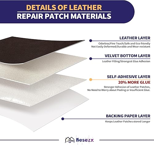Miniatura 94 de Kit de cinta para reparación de cuero, parche autoadhesivo para muebles, sofá, asientos de automóvil, silla de oficina, kit de reparación de vinilo