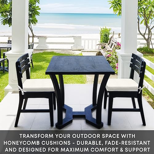 Miniatura 2 de Honeycomb Cojín para asiento de comedor con textura de hueso sólido para interiores y exteriores relleno de fibra reciclada, resistente a la