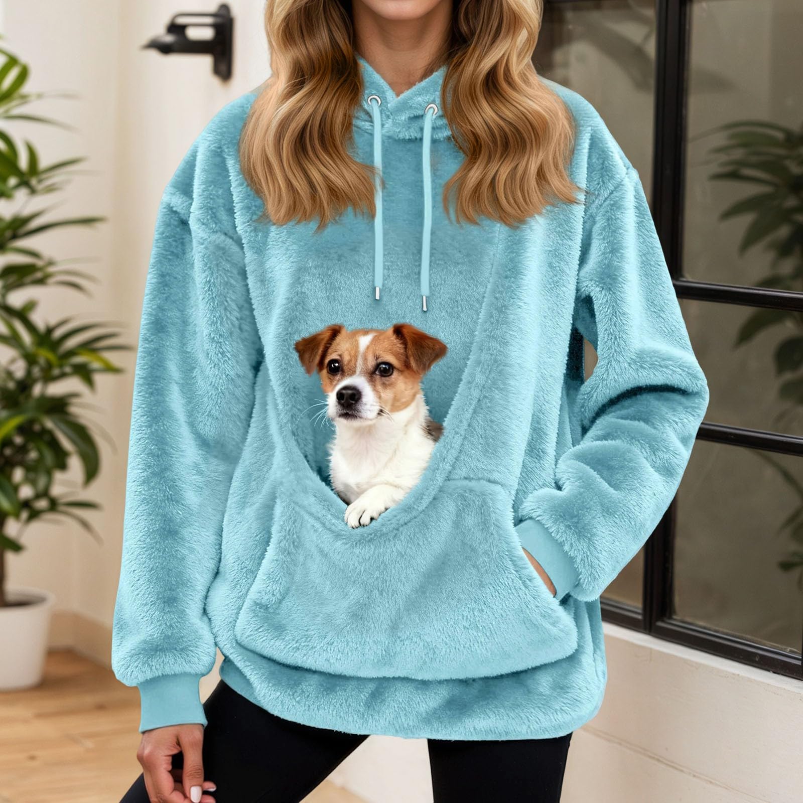 Sweat a Capuche Kangourou Chien - Hiver avec Poche Kangourou Et Poche De Transport pour Animal - Veste à Capuche Douce Et Confortable Pull de Transport pour Chat et Chien