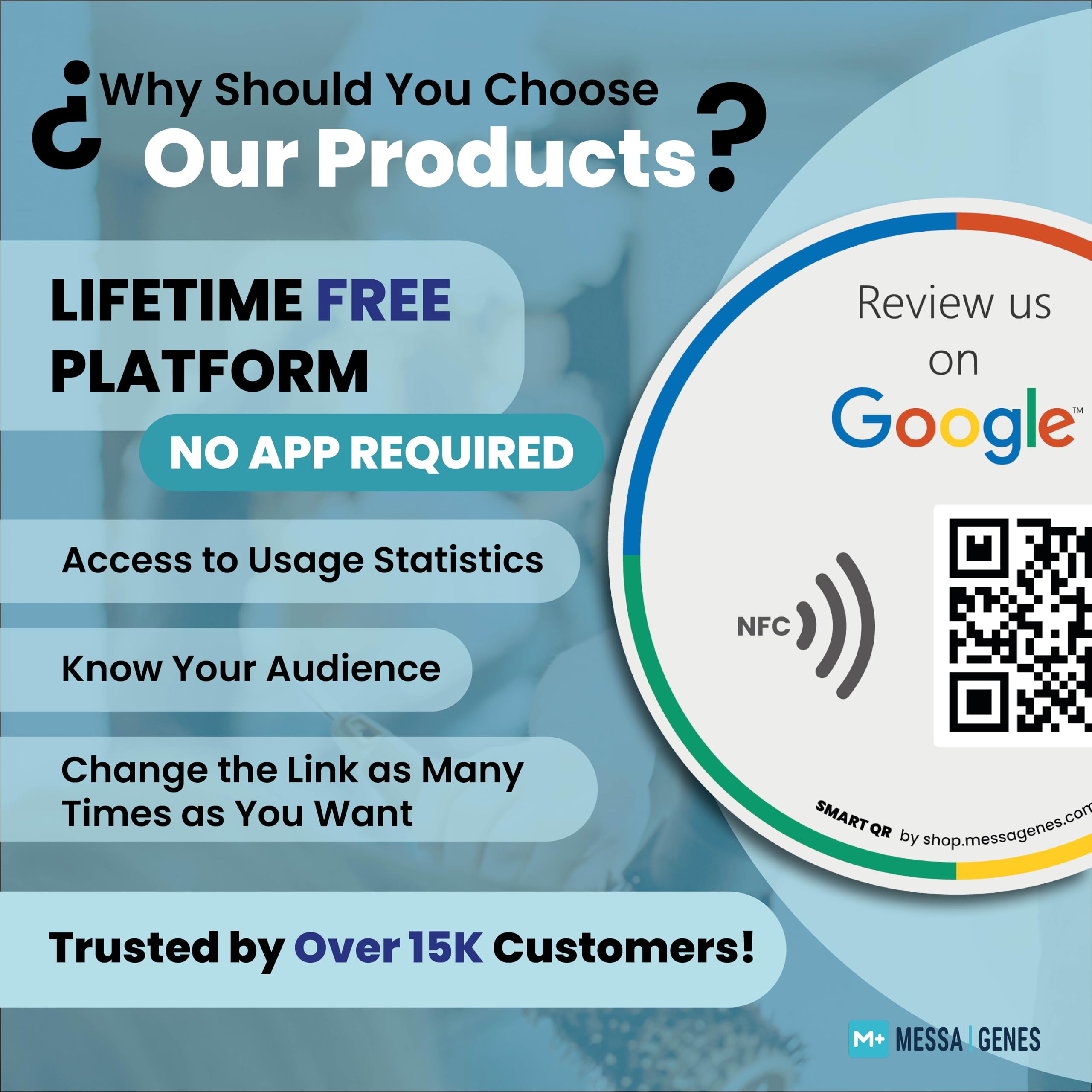 Adesivo riutilizzabile per recensioni di Google, confezione da 2 – NFC QR & Tap – Passaci una recensione su Google Tap Sticker – iPhone e Android – Boost My Reviews Sticker – Imposta a