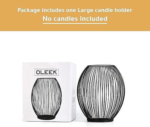 Miniatura 2 de OLEEK Portavelas de metal grande, faroles de exterior para patio, portavelas de hierro, portavelas decorativos para velas de pilar, decoración de