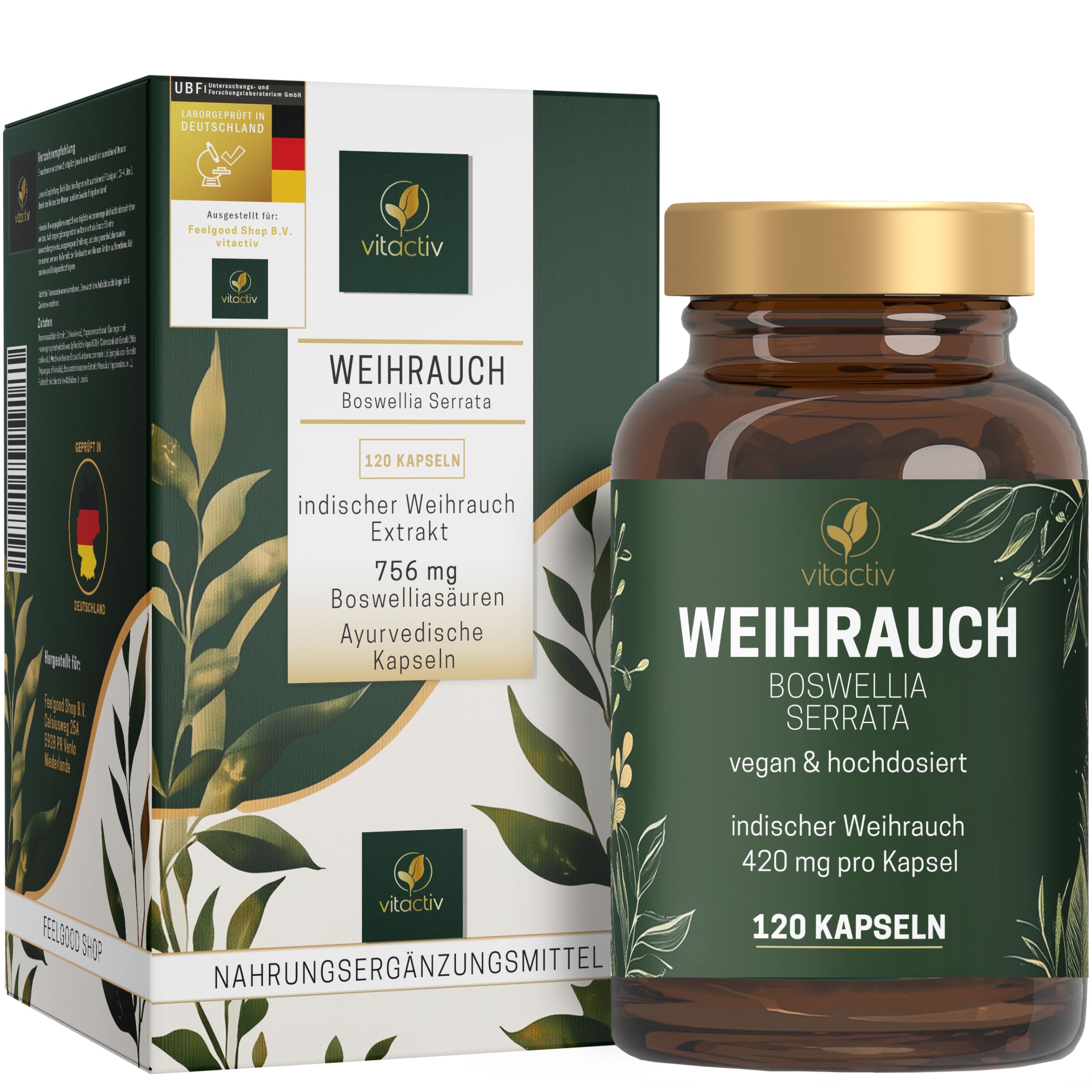 VITACTIV Weihrauch Boswellia Serrata – Hochdosierte ayurvedische Kapseln