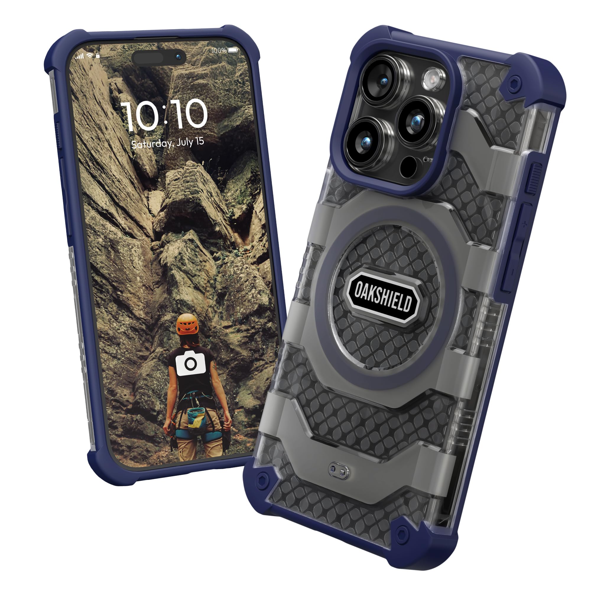 Oakshield Protective Case Compatible with iPhone 15 Pro Cover - Shockproof Smartphone Cases Compatible with MagSafe - Dark Blue
