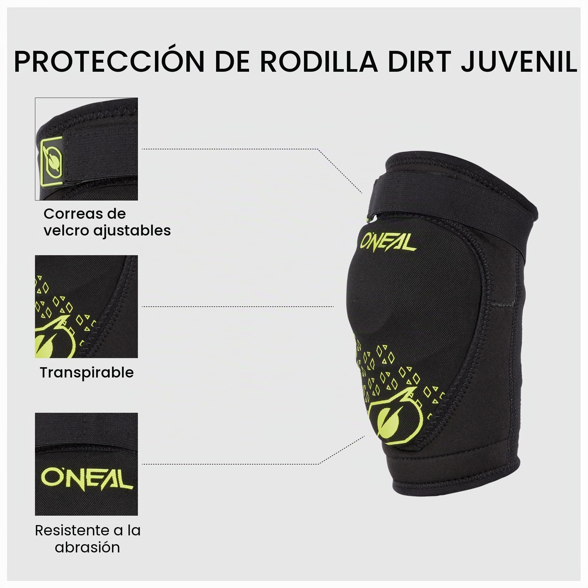 Oneal Dirt V.23 Protectores de rodilla juveniles (Black/Yellow,S/M)