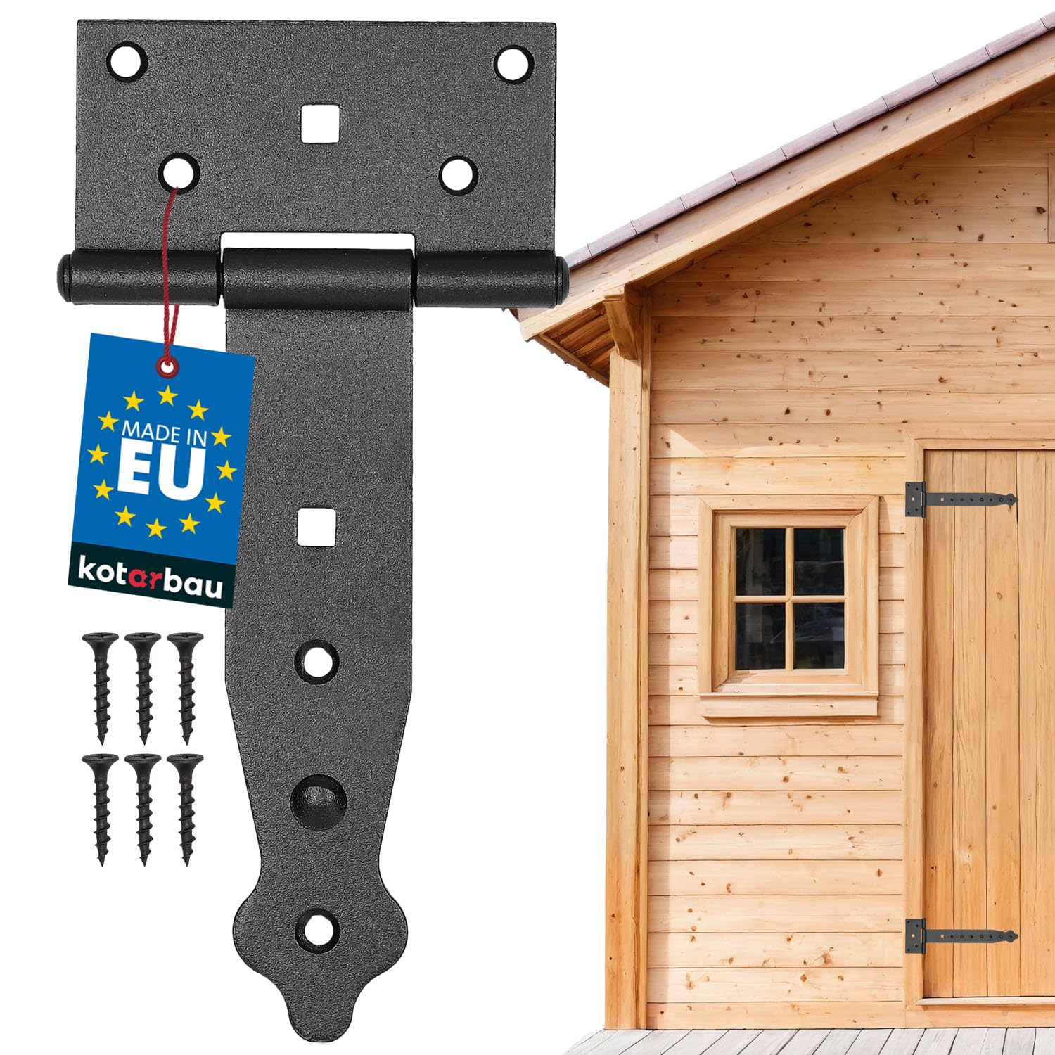 KOTARBAU Cross Hinges Black 150 mm Shutter Hinge Black Band Door Hinge Exterior Gate Hinges Construction Hardware Garden Gate Hinge Powder-Coated Door Hinge