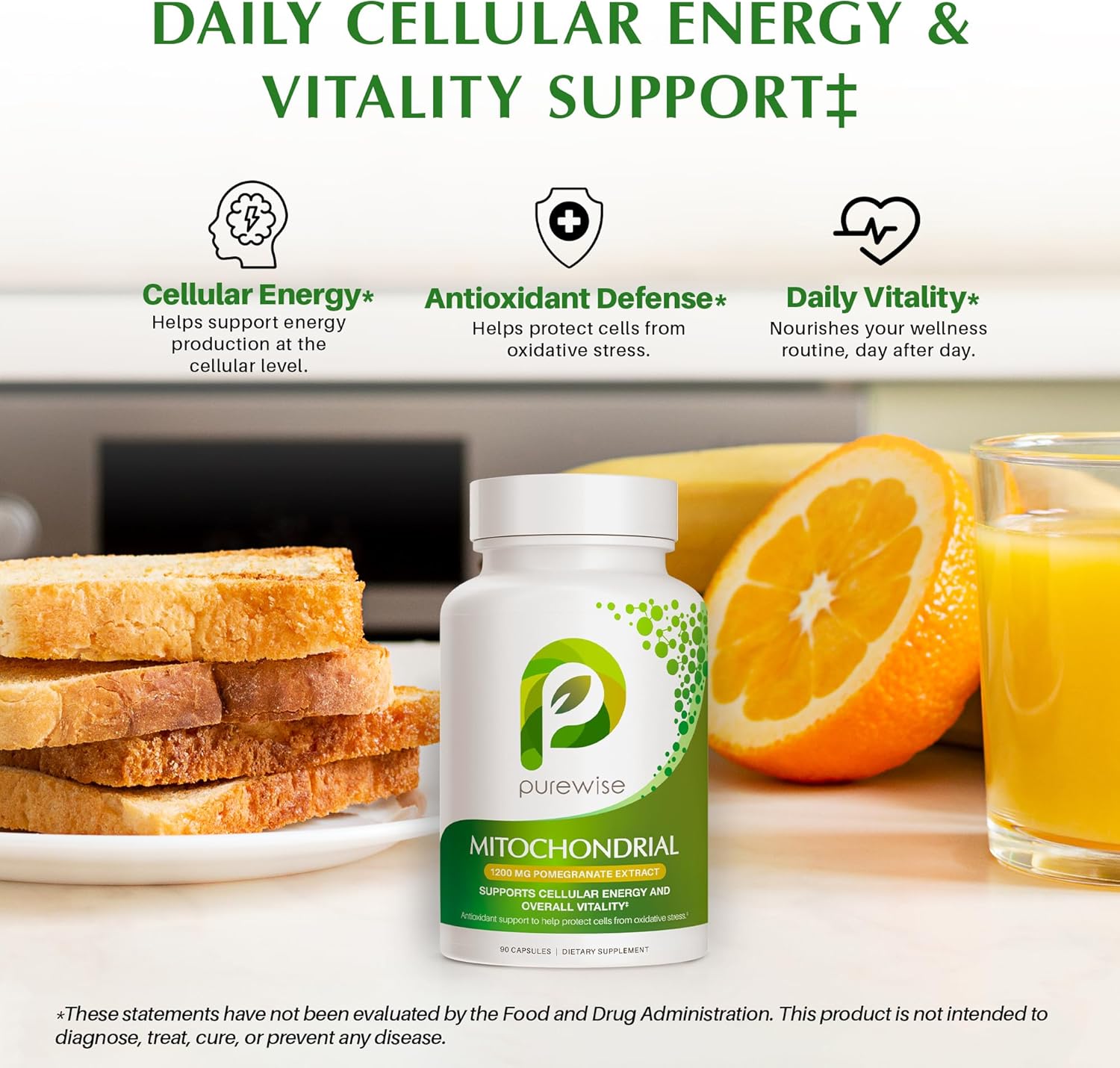 Naturals Mitochondrial Supplements with 1200 mg Pomegranate Extract | Antioxidant Formula for Energy & Vitality | Daily Vitamin for Energy and Cellular Health | 90 Capsules - Image 5