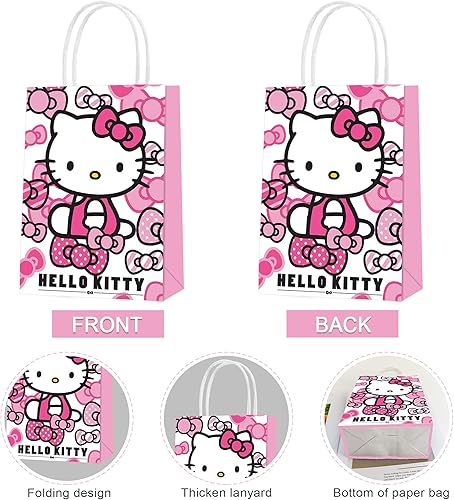 Miniatura 3 de 16 bolsas de regalo de papel para fiesta de Hello Kitty, 2 estilos de bolsas de recuerdo de fiesta con asas para decoraciones de fiesta de Hello
