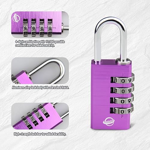 Miniatura 3 de Candado de combinación de aluminio de 4 dígitos para gimnasio, casilleros escolares, caja de herramientas, puerta de valla y casillero de empleados,