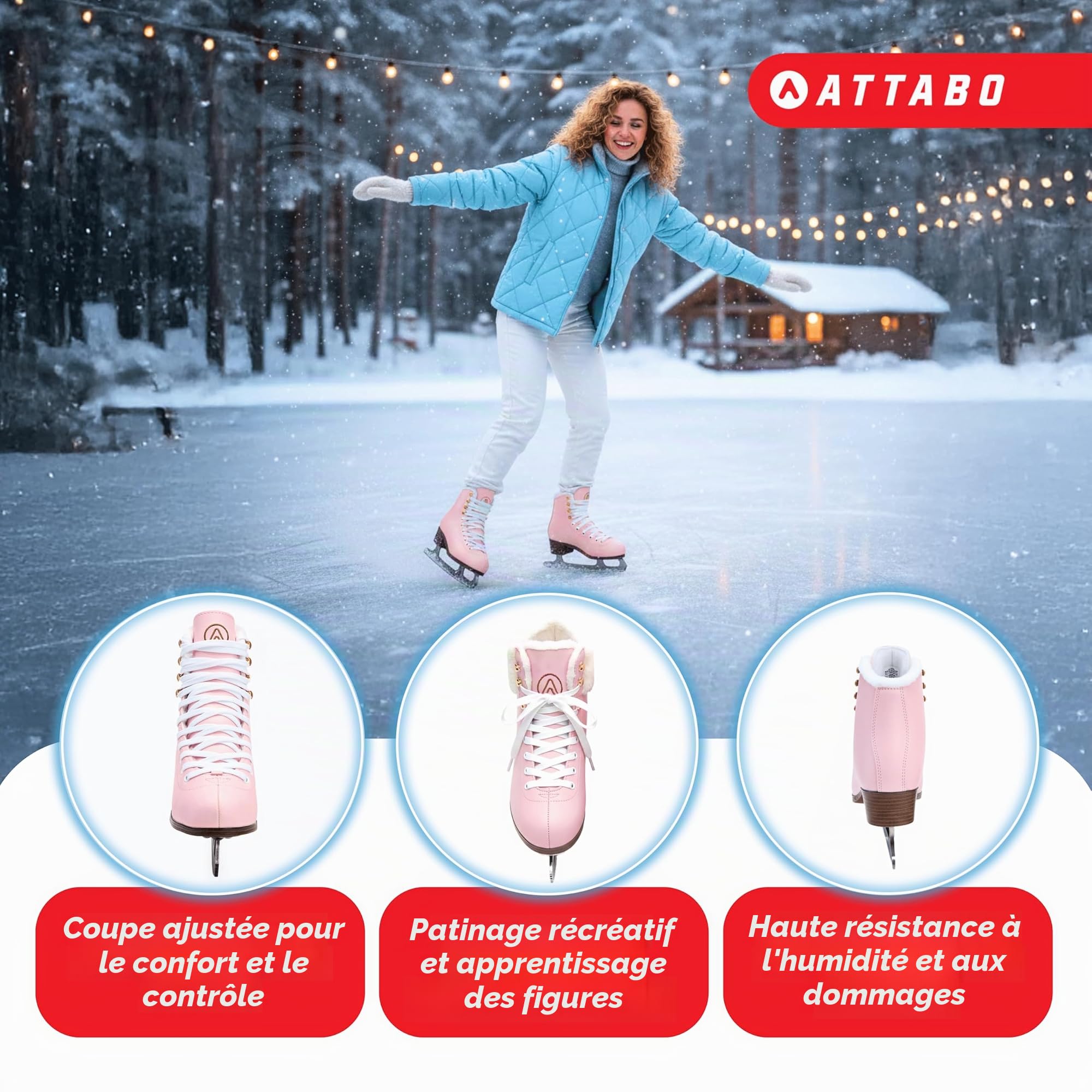 ATTABO Isla Patins à Glace pour Femmes