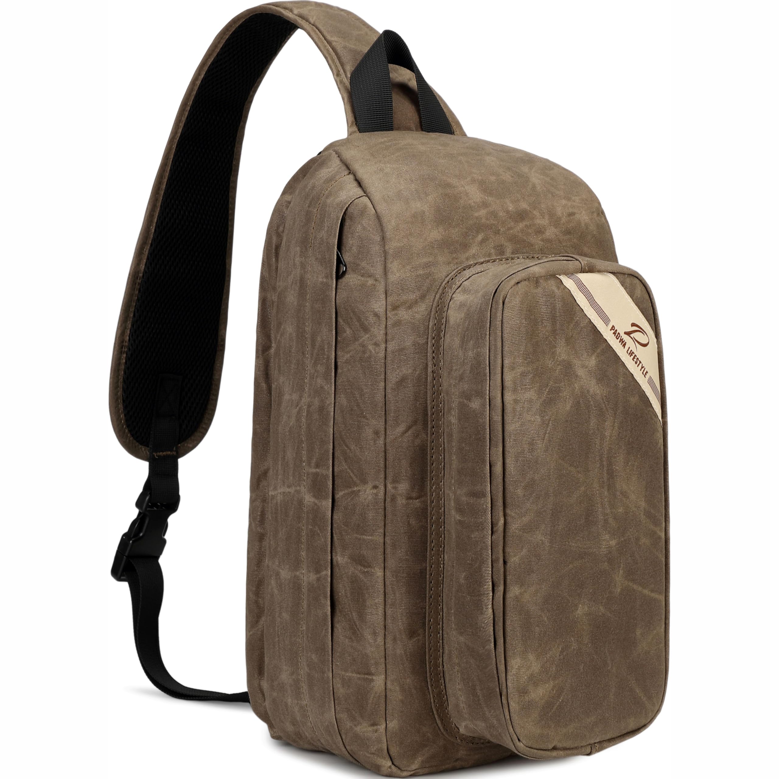 Padwa Lifestyle Dark Brown Crossbody Camera Bag - Waxed Memory Canvas Compact Camera Slin…