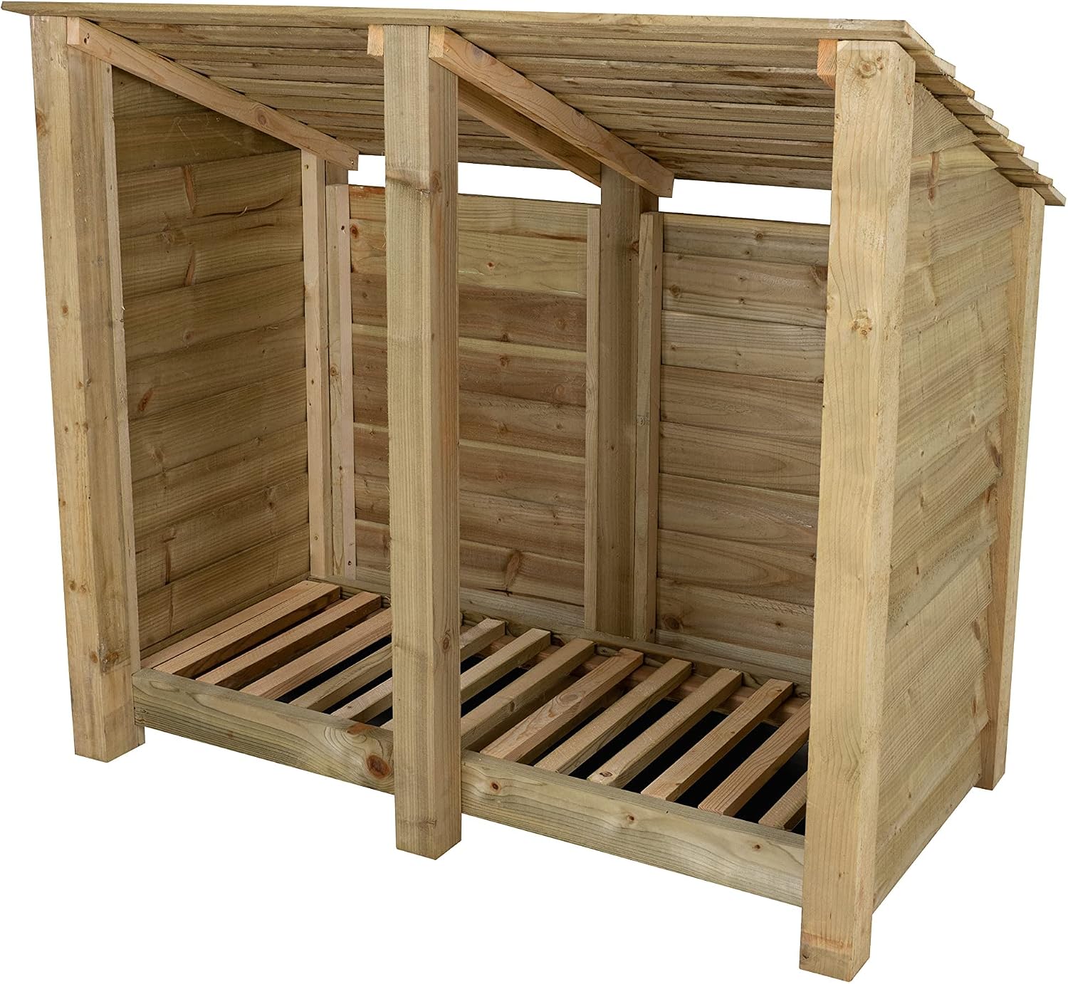 Arbor Garden Solutions Wooden log store 4ft (W-146cm, H-126cm, D-88cm ...