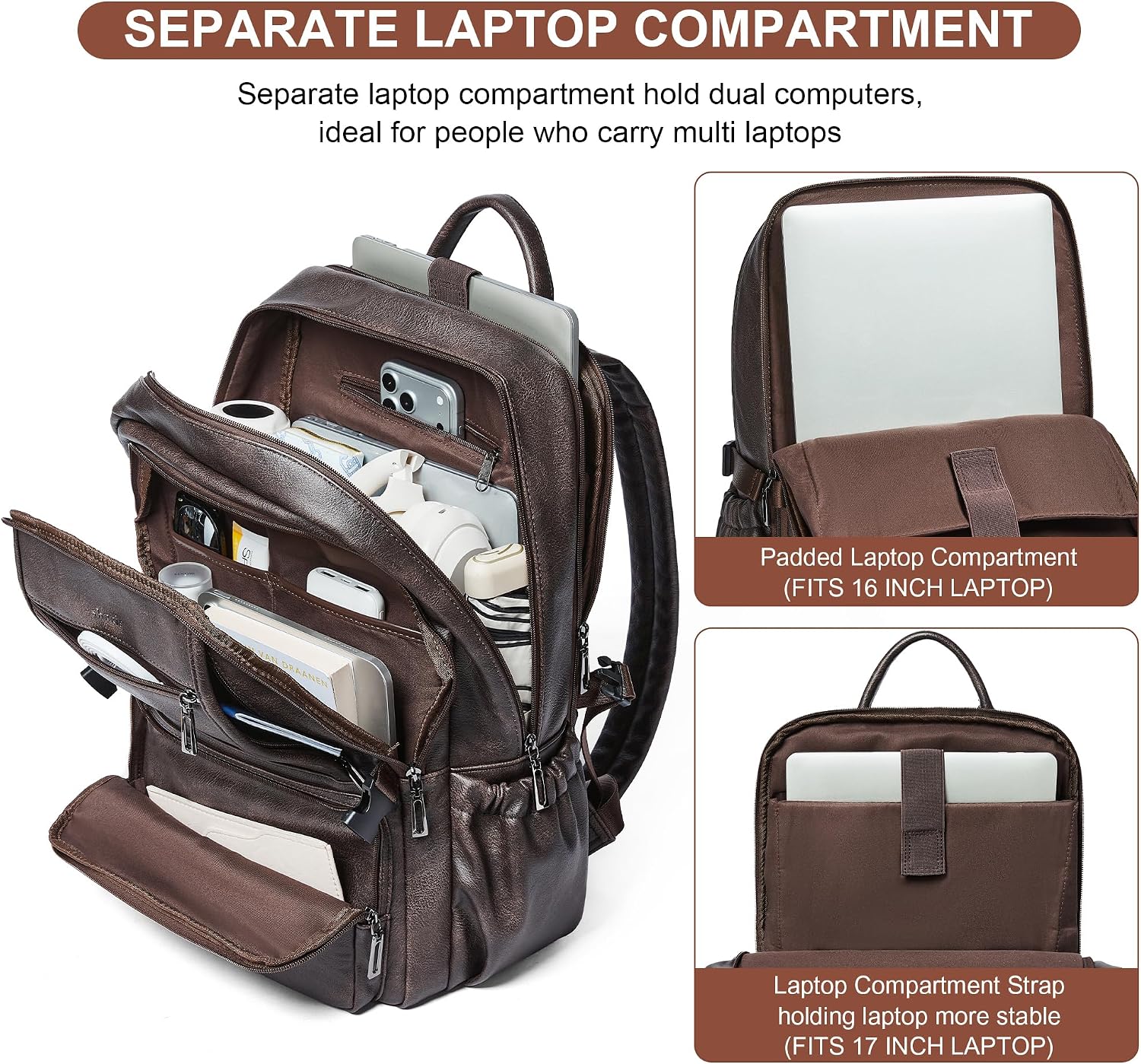 Shrrie 17 Inch Laptop Backpack Purse for Women with Giant Tumbler Holders image 5