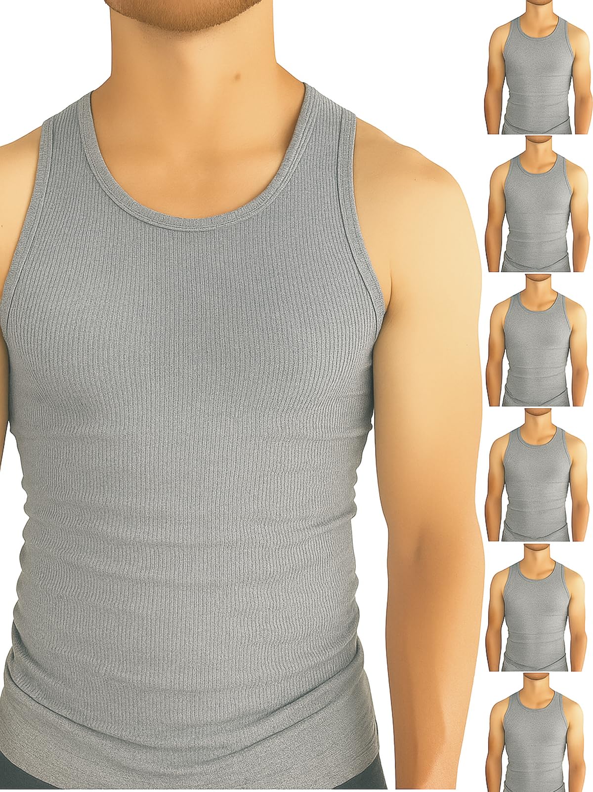 Men’s 6-Pack Ribbed Tank Tops – Moisture-Wicking Lightweight Athletic Undershirts-image-29