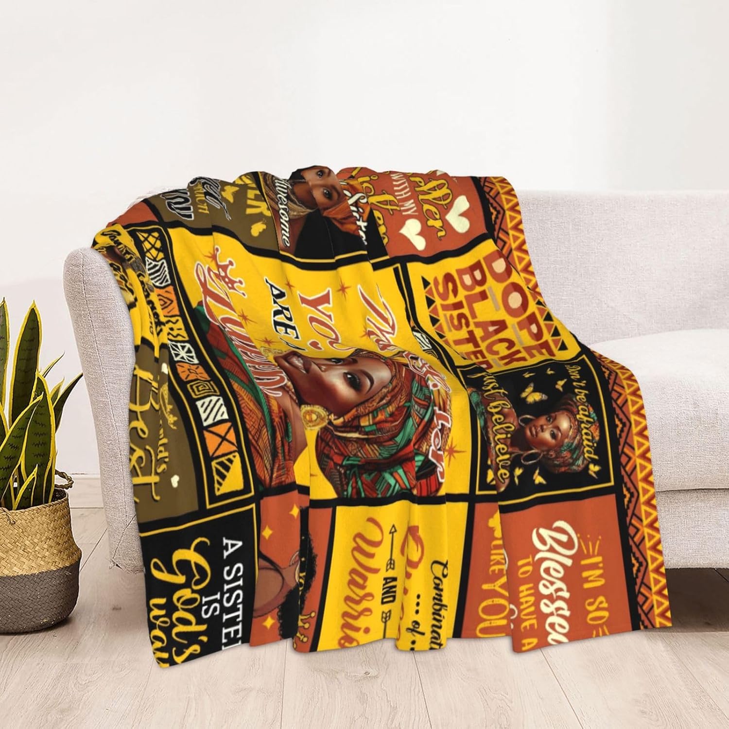 African American Sister Gifts for Women, Birthday Gift for Sister, Afro Sistar Gift Blanket 60"X50", Encouragement Inspirational Gift for Sisters - Image 9