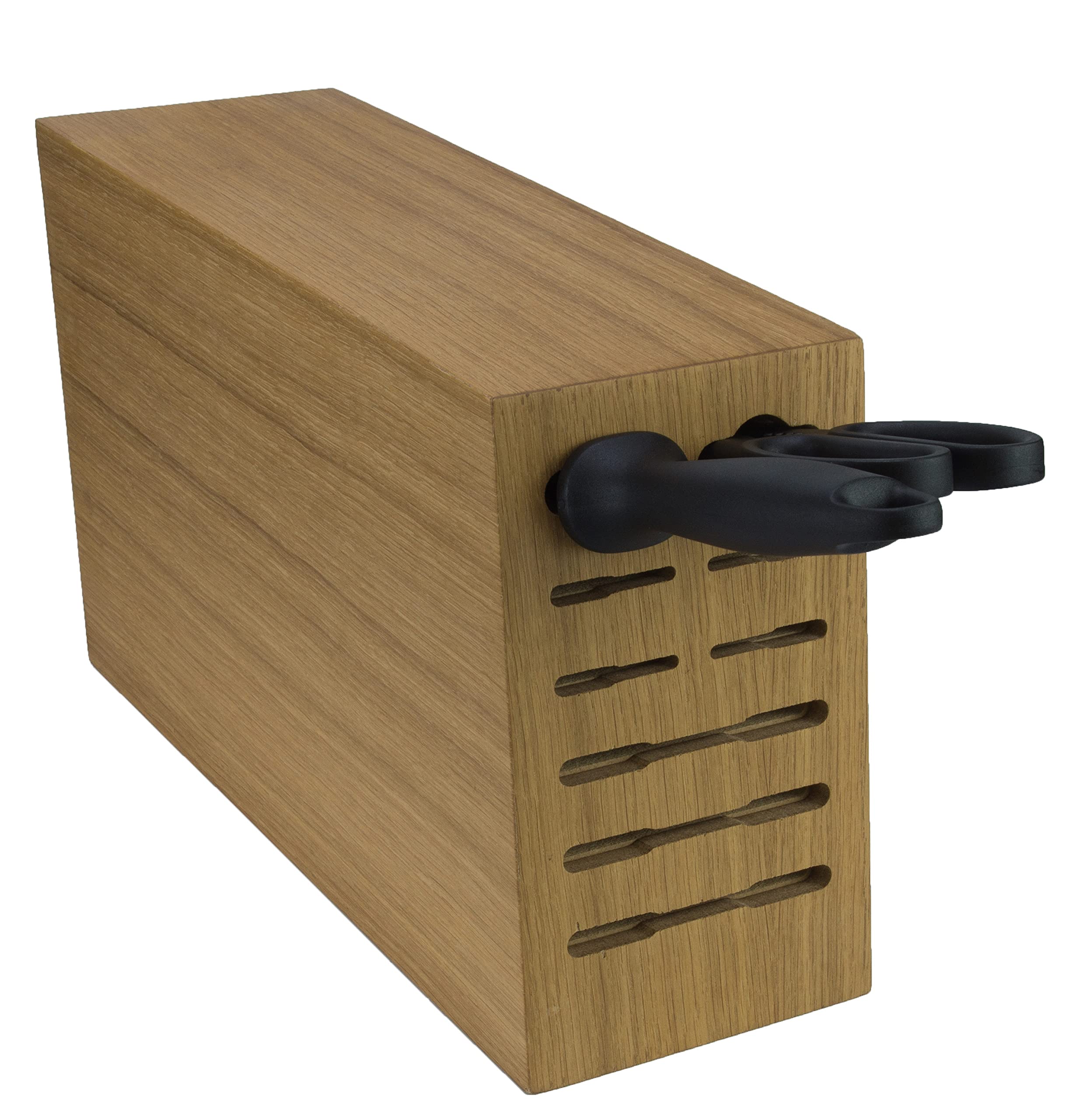 Bloque de cuchillos de madera de roble con 9 orificios, vacío