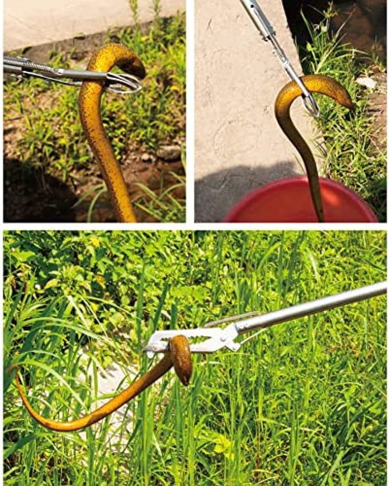 Schlangenfänger, 150 cm, robuste Schlangenzange, Reptilien-Aalgreifer, Edelstahl, breites Backenwerkzeug