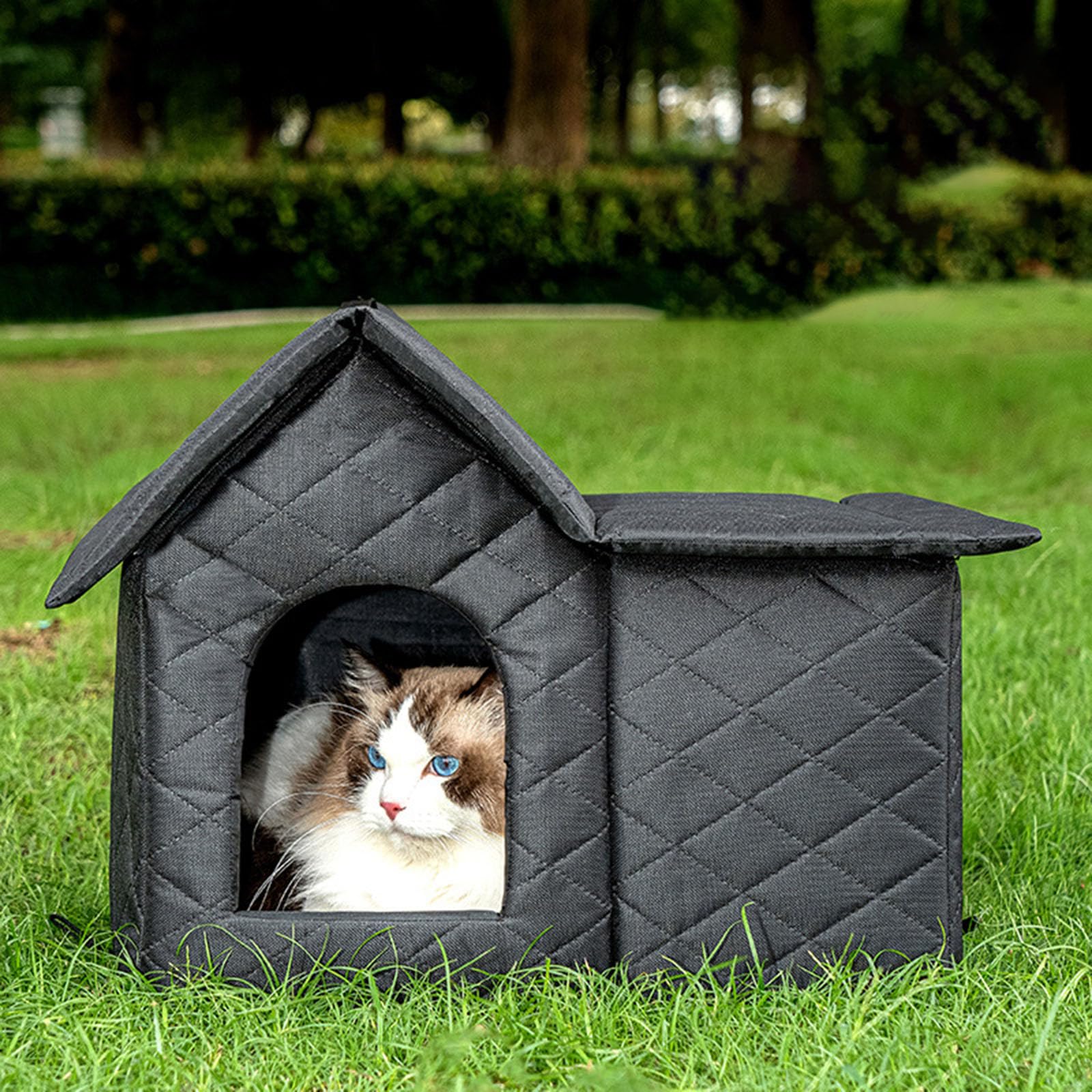 Sharplace Niche pour Chat Exterieur, Maison Chat, Cabane Chat Exterieur Hiver et Pluie, Lit Douillet et Chaud en Tissu Oxford pour l'hiver, Abri pour Errant et Chats Domestiques