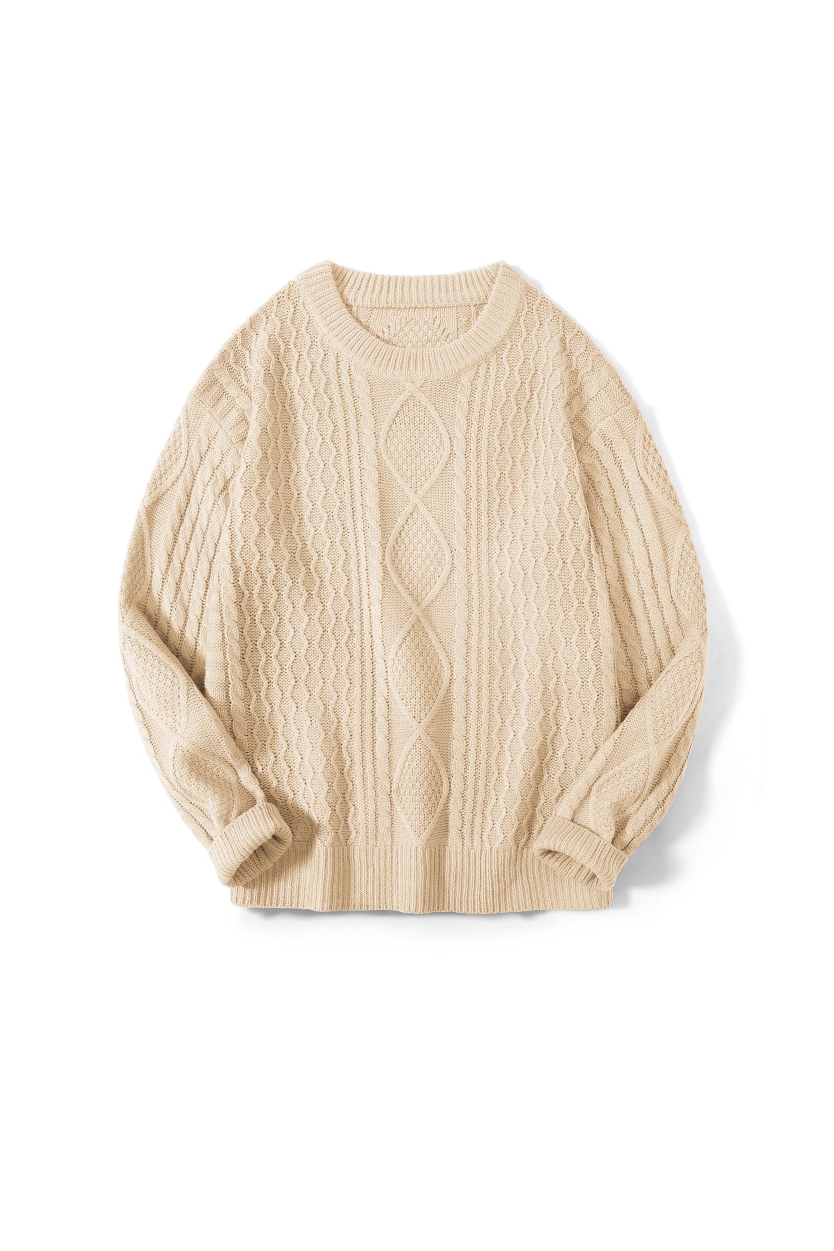 Zeagoo Cable Knit Sweater Women Crewneck Long Sleeve Sweater 2024 Fall Chunky Vintage Pullover Tops