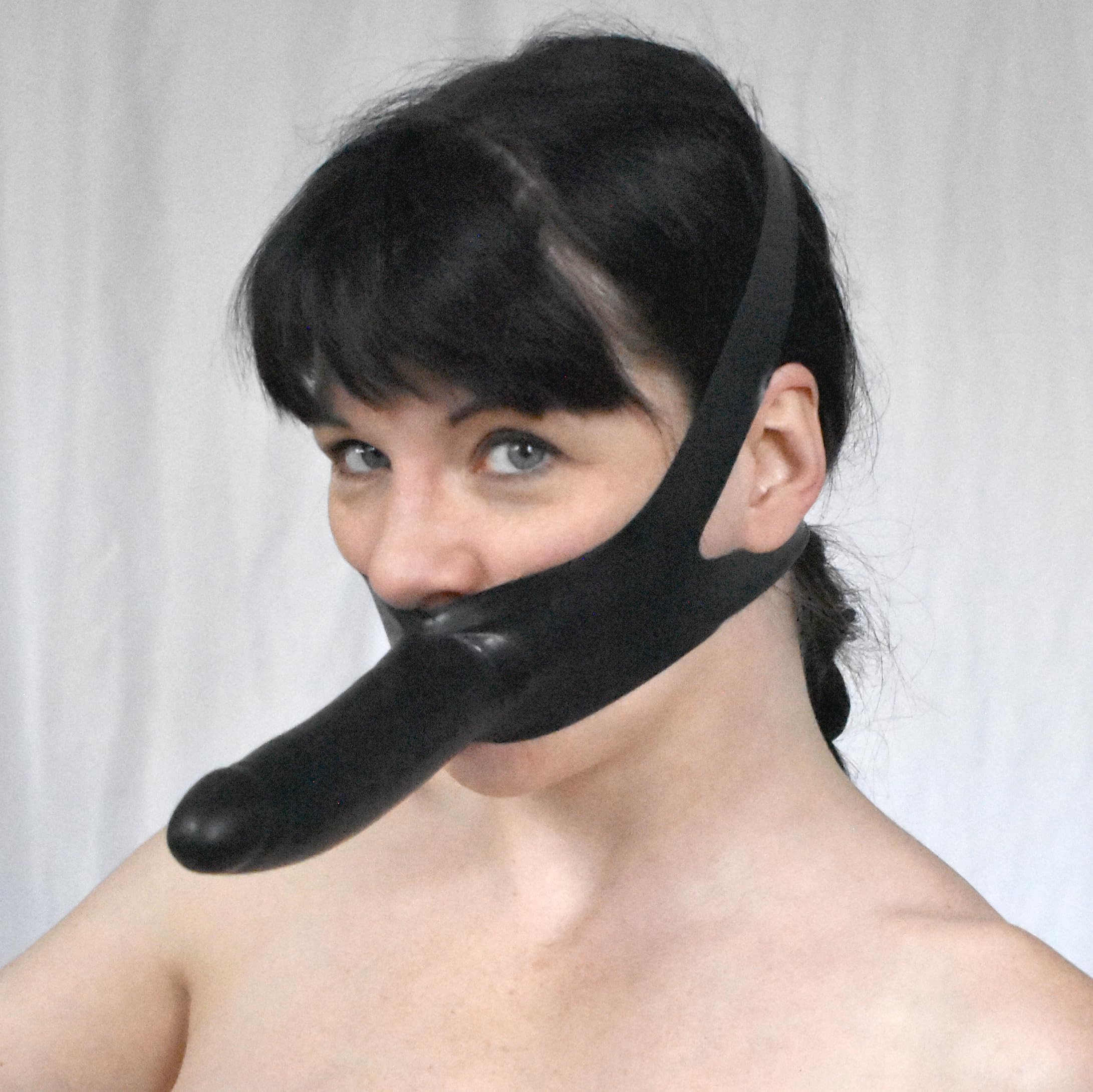 Mordaza BDSM de Látex con Dildo, Dildo Mordaza & Consolador Facial, SM Fetiche Bondage Arnés, Mouth Gag & Mordaza Sexo, Juguete Sexual para Parejas