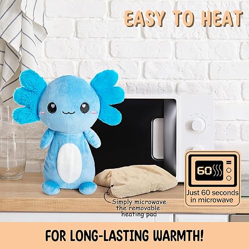 Miniatura 5 de Axolotl - Almohadilla térmica sin perfume para microondas para mujeres y niños, bonita almohada suave y acogedora de felpa calentable con animales