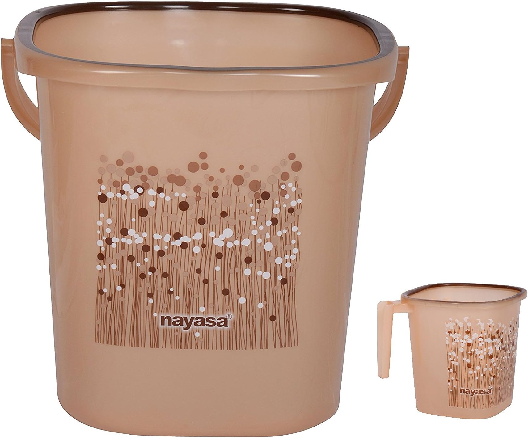 Nayasa Plastic Bucket and Matching Mug, Brown, 18 L