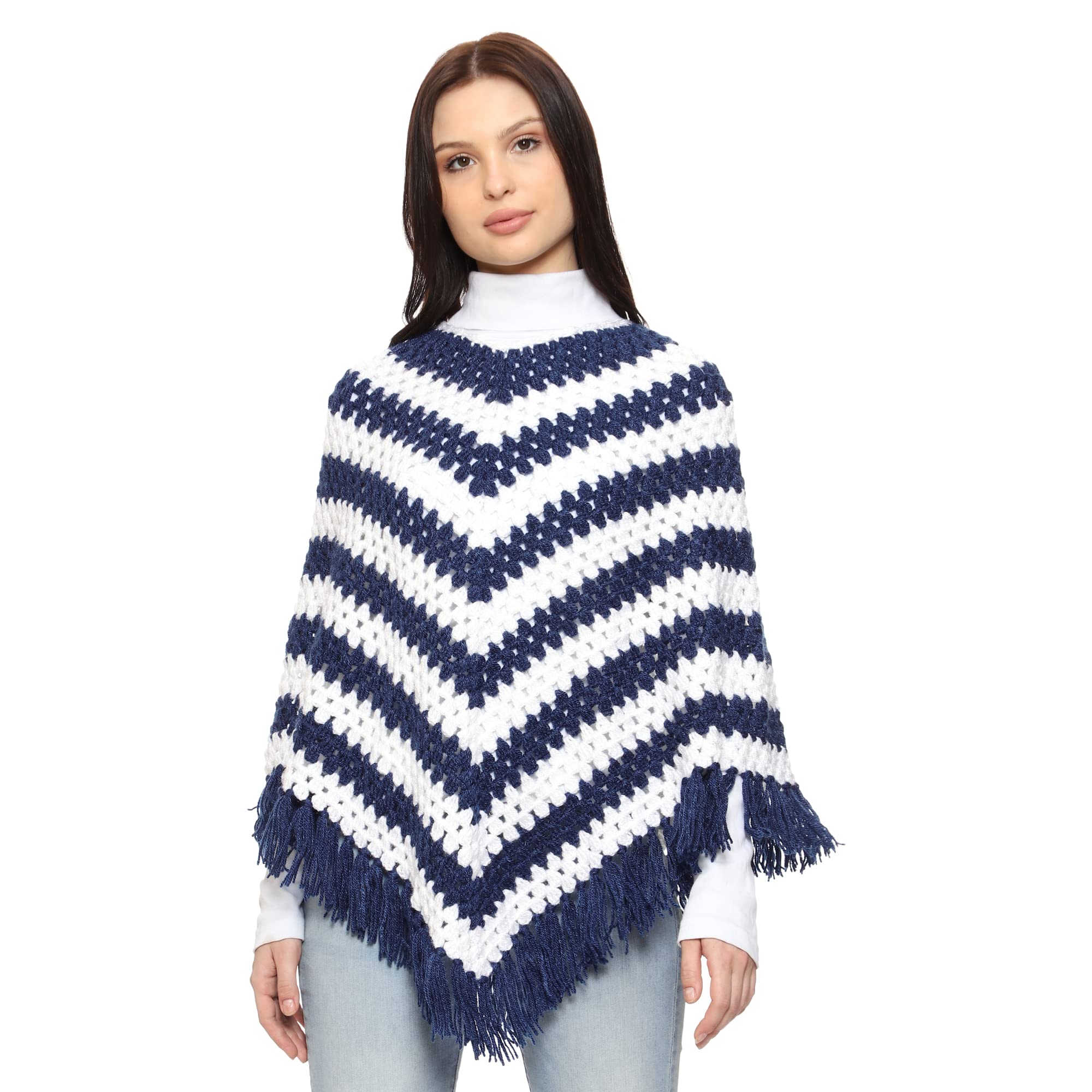 vaishnowhand Hand Knitted | Crochet Woolen Poncho | for Women Stylish Poncho |-picture-19