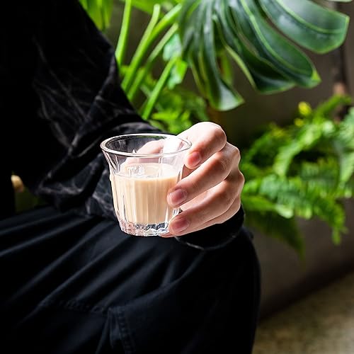 Miniatura 5 de Juego de 4 tazas de vidrio transparente de 3 onzas para caféleche, tazas de café aisladas, accesorios de espresso regulares en cocina, oficina, bar,