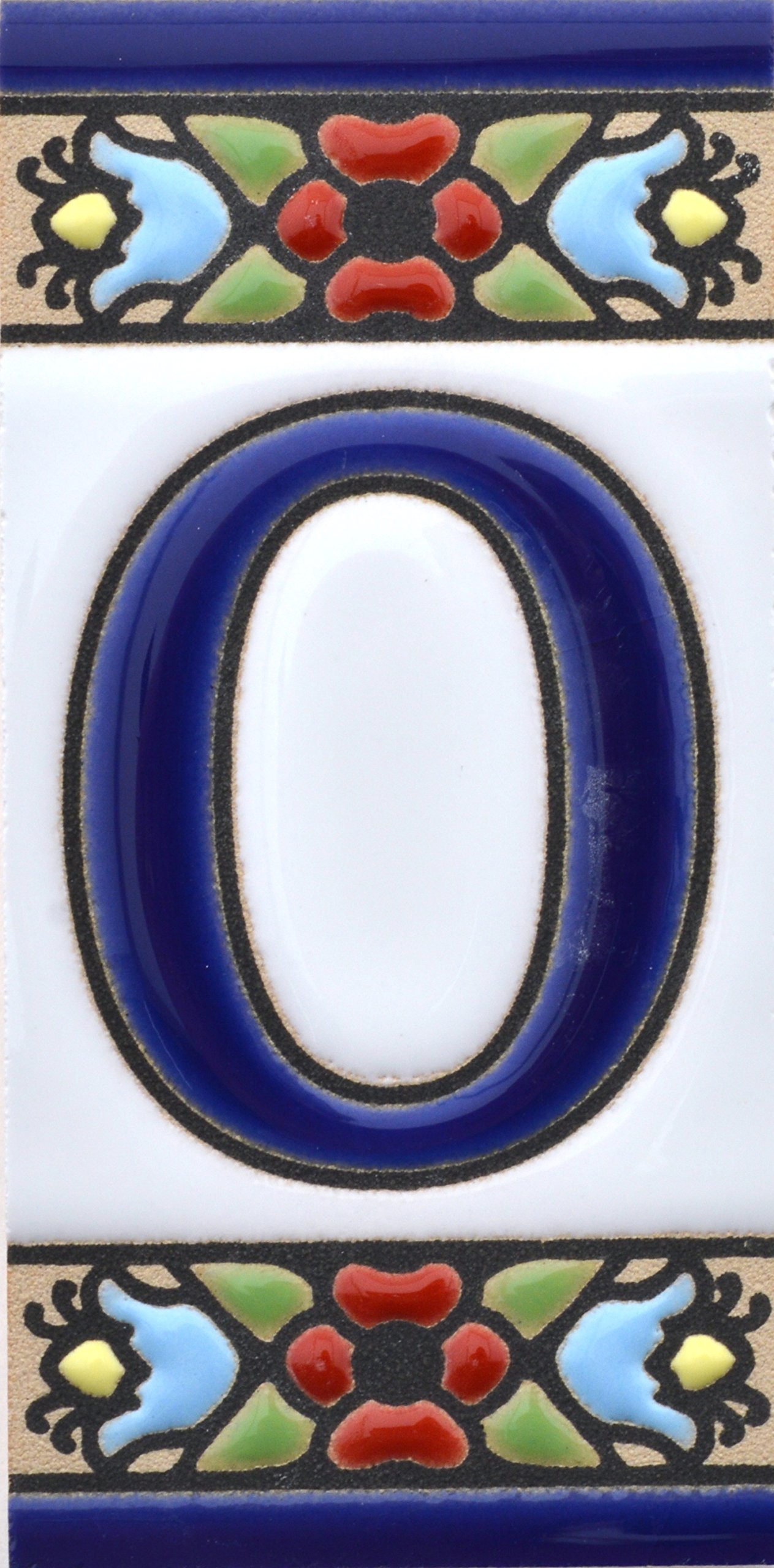 House letters 3 inch. Handpainted house letter tiles for signs, addresses and names. Address numbers for houses. House address numbers and letters. Design Design FLORES MINI 2,87" x 1,38" (LETTER O)