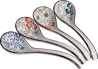4 pieces Hand-crafted Japanese style Ceramic Soup Spoon(gift boxes Including)